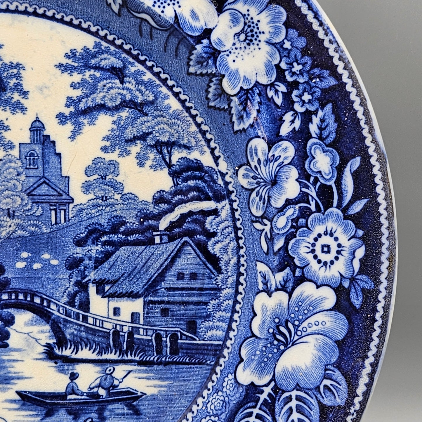 J & M P Bell & Co Wild Rose Blue Transferware Plate