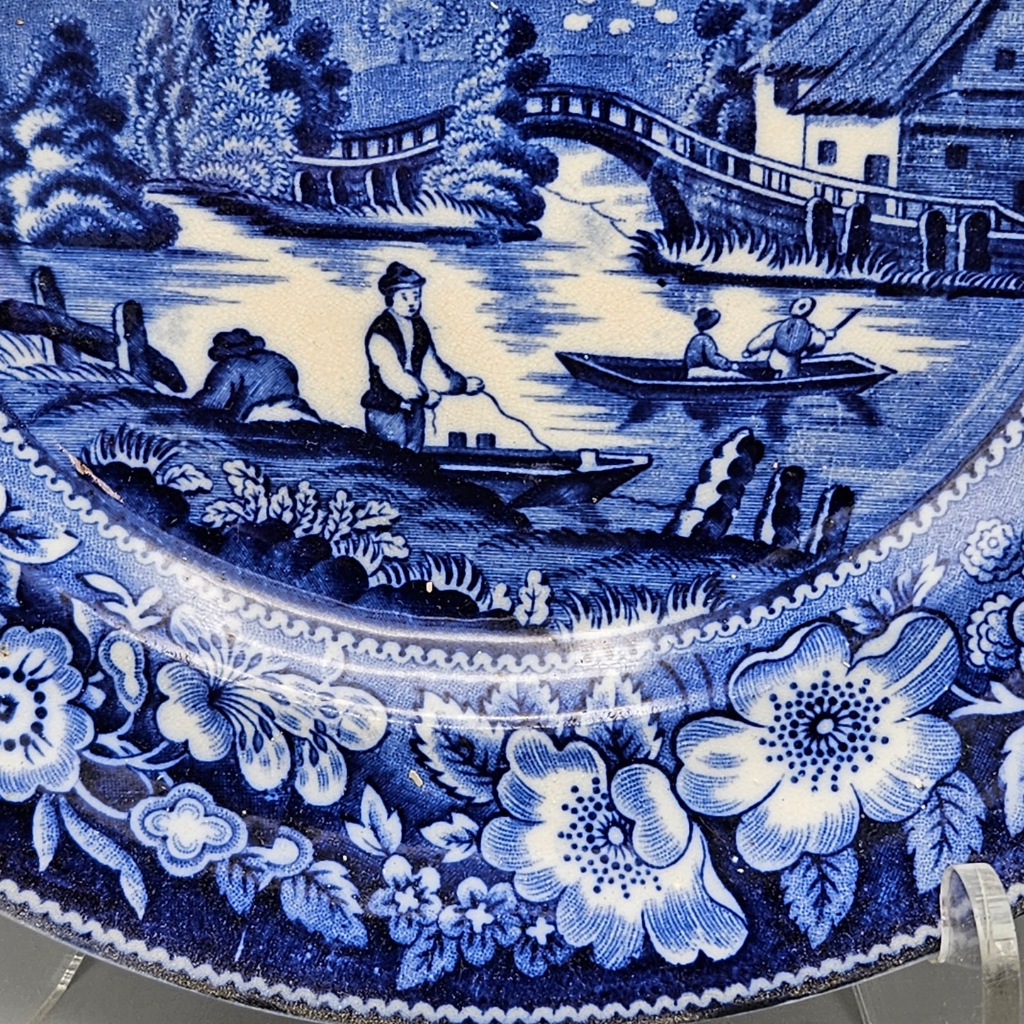J & M P Bell & Co Wild Rose Blue Transferware Plate