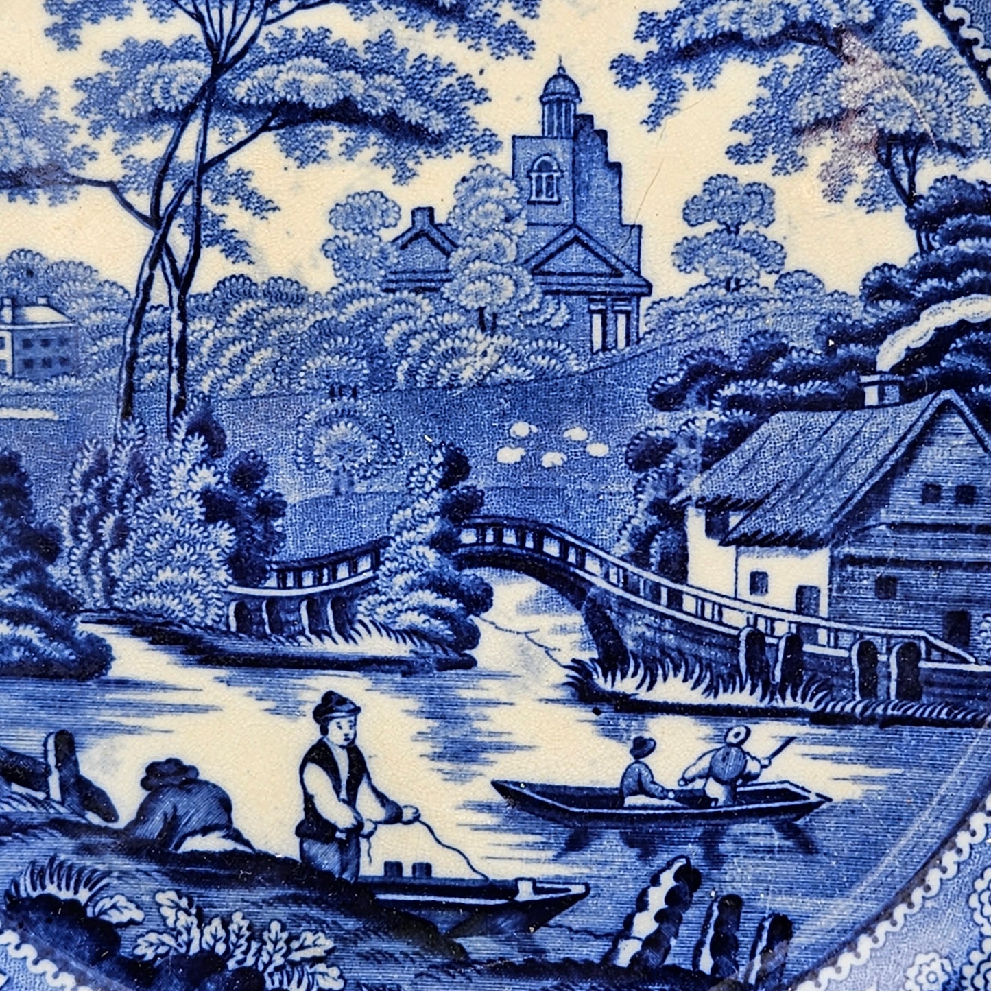 J & M P Bell & Co Wild Rose Blue Transferware Plate
