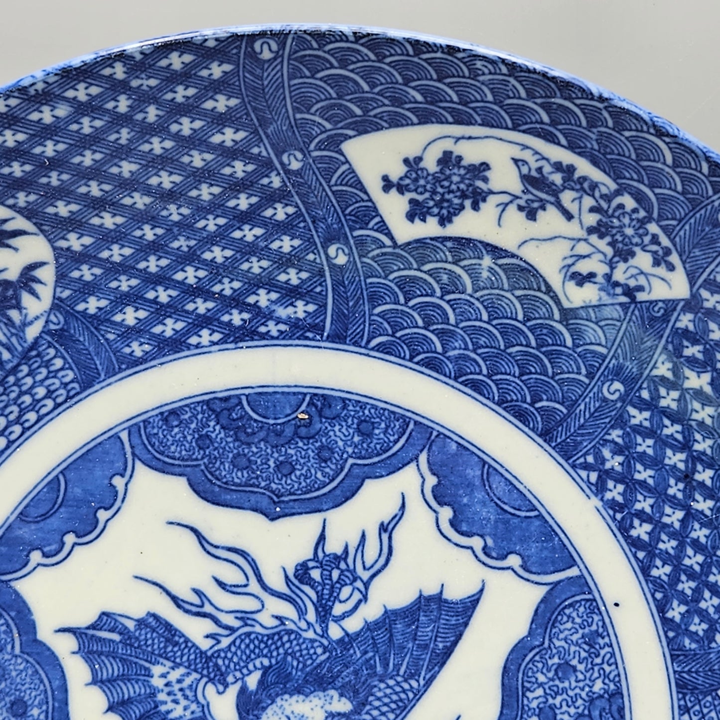 Chinese Blue and White Porcelain Plate with Dragon