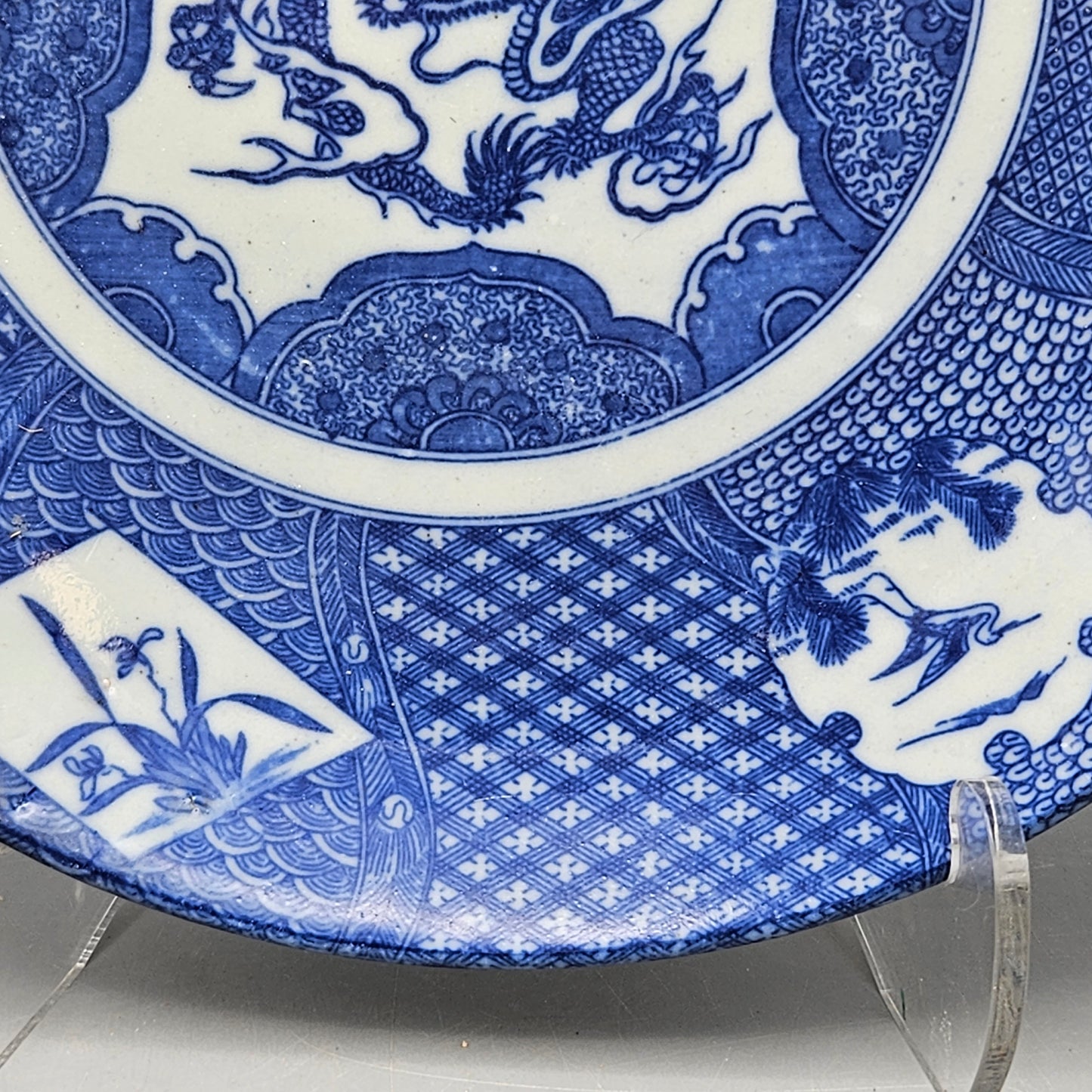 Chinese Blue and White Porcelain Plate with Dragon