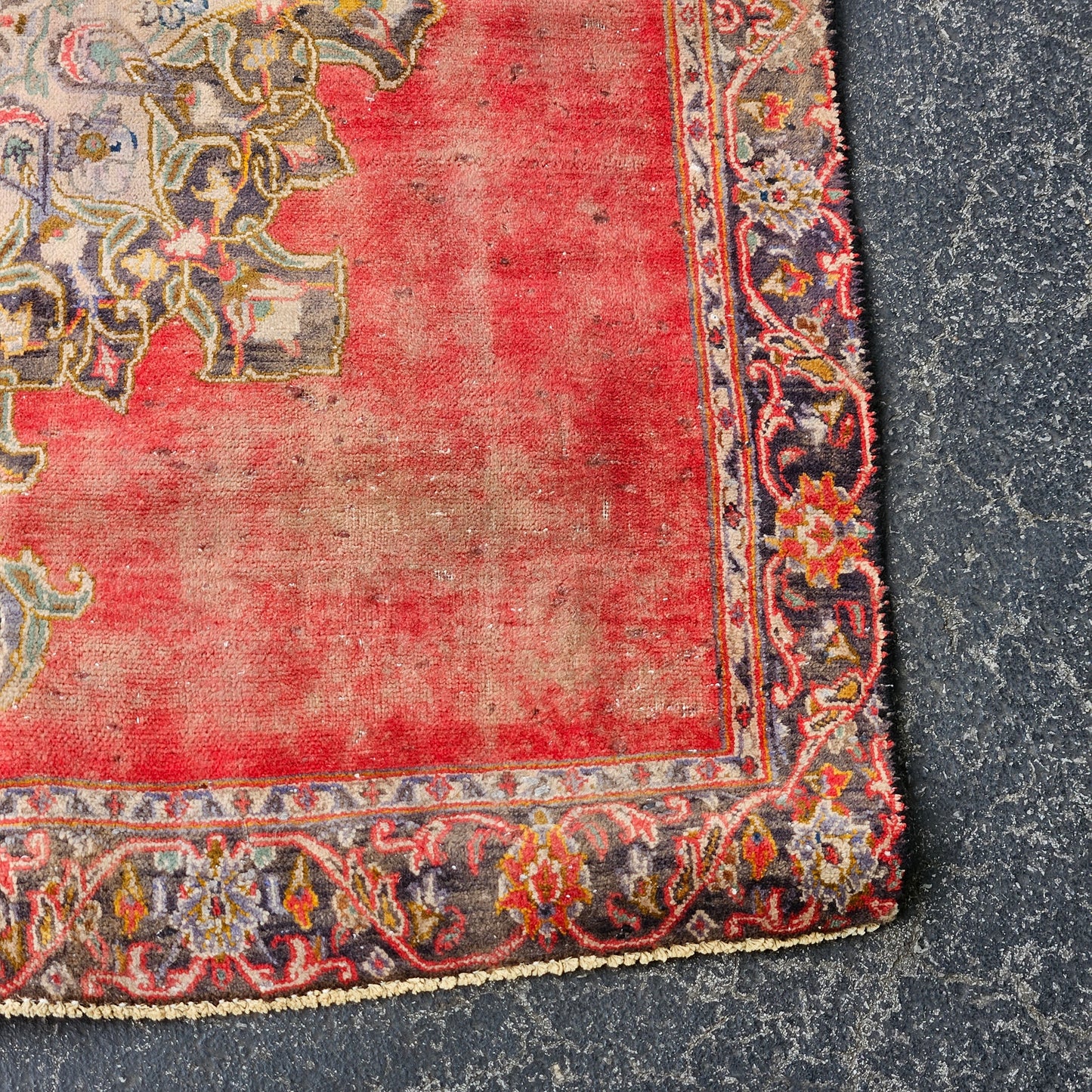 Vintage Hand Knotted 100% Wool Rug / Carpet - 4' 3" x 4' 10"