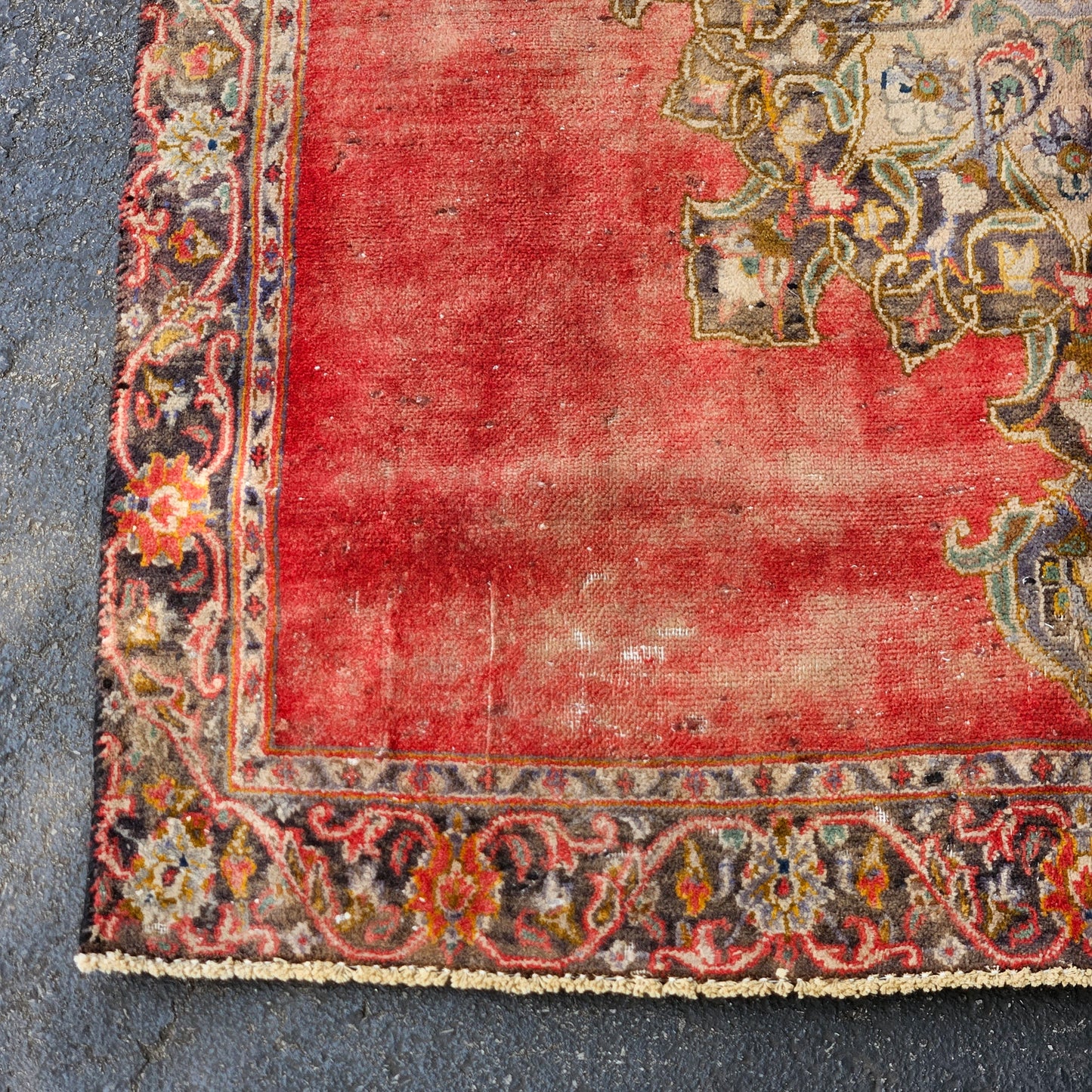 Vintage Hand Knotted 100% Wool Rug / Carpet - 4' 3" x 4' 10"