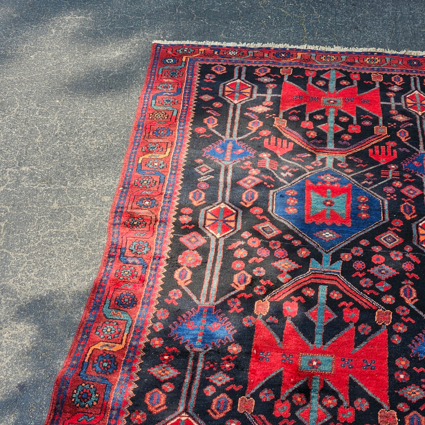 Vintage Hand Knotted 100% Wool Rug / Carpet / Runner - 4' 4" x 12' 2"