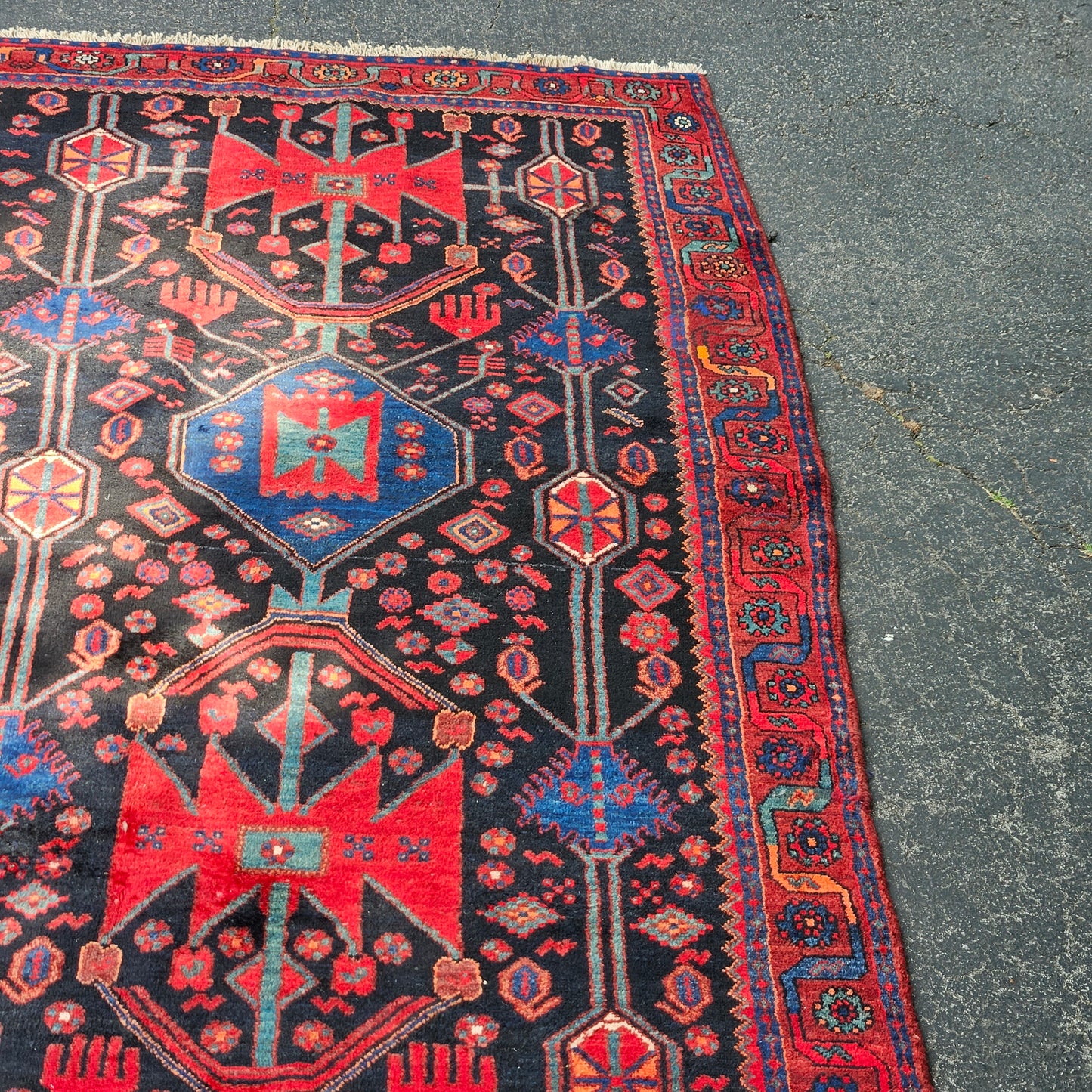 Vintage Hand Knotted 100% Wool Rug / Carpet / Runner - 4' 4" x 12' 2"