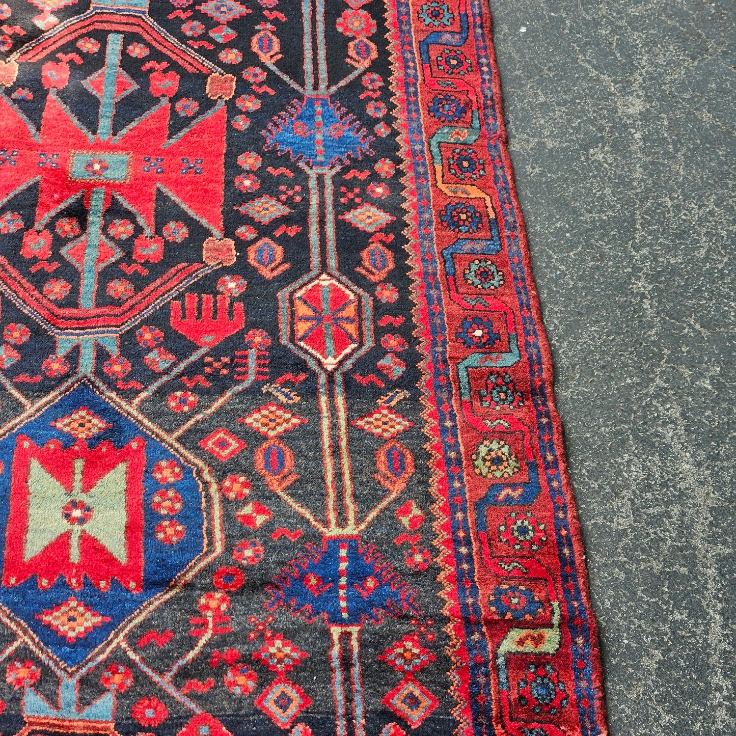 Vintage Hand Knotted 100% Wool Rug / Carpet / Runner - 4' 4" x 12' 2"