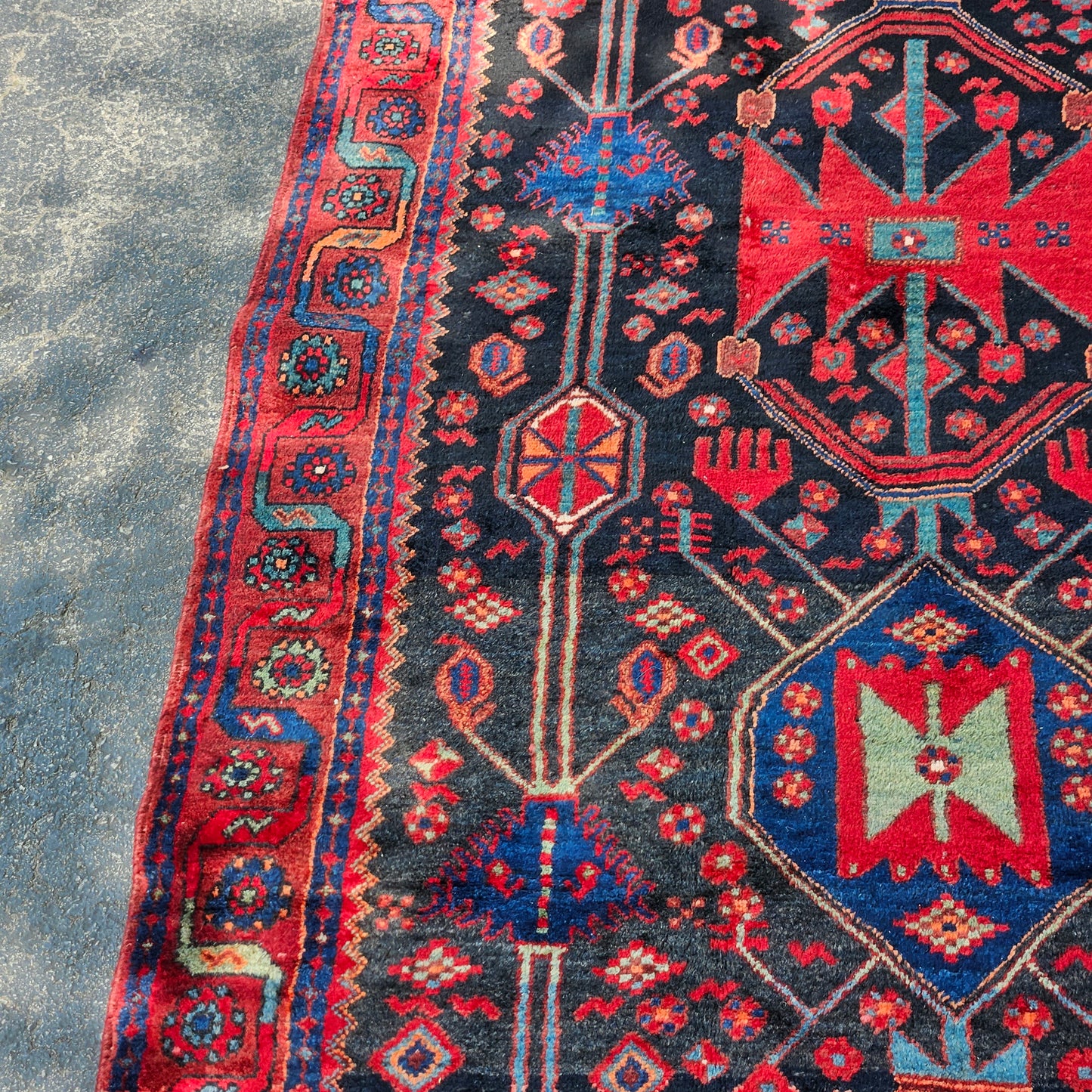 Vintage Hand Knotted 100% Wool Rug / Carpet / Runner - 4' 4" x 12' 2"