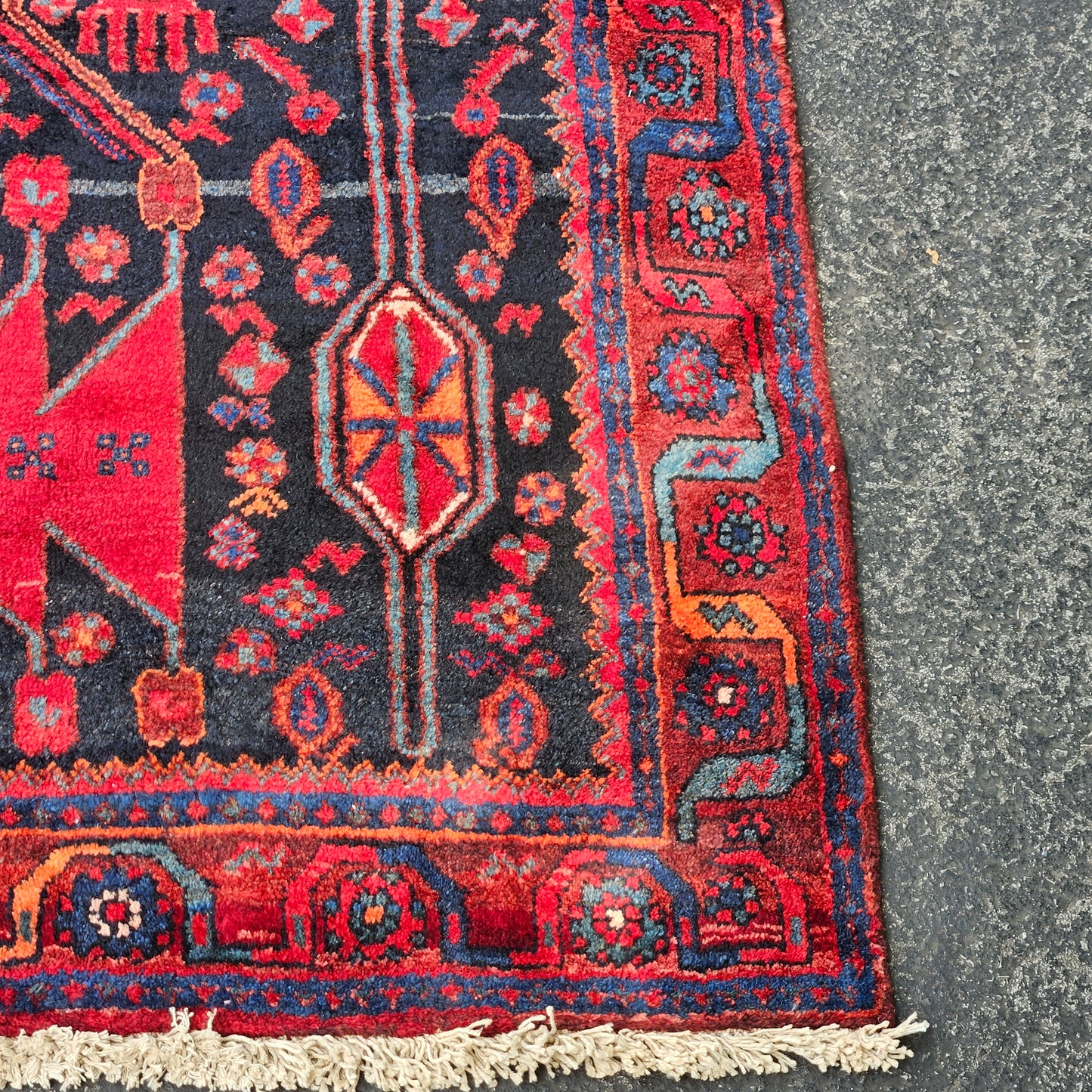 Vintage Hand Knotted 100% Wool Rug / Carpet / Runner - 4' 4" x 12' 2"
