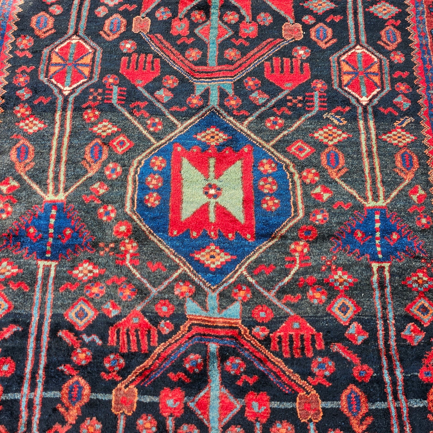 Vintage Hand Knotted 100% Wool Rug / Carpet / Runner - 4' 4" x 12' 2"