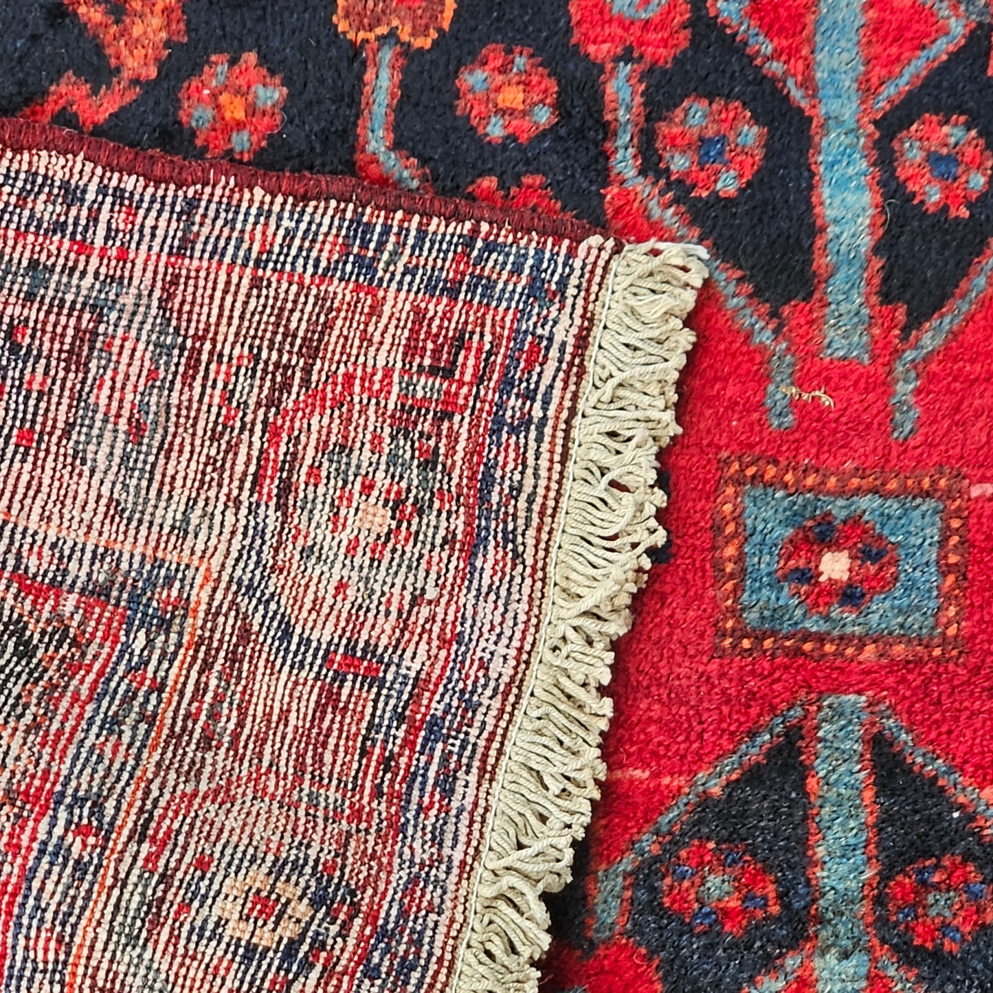 Vintage Hand Knotted 100% Wool Rug / Carpet / Runner - 4' 4" x 12' 2"