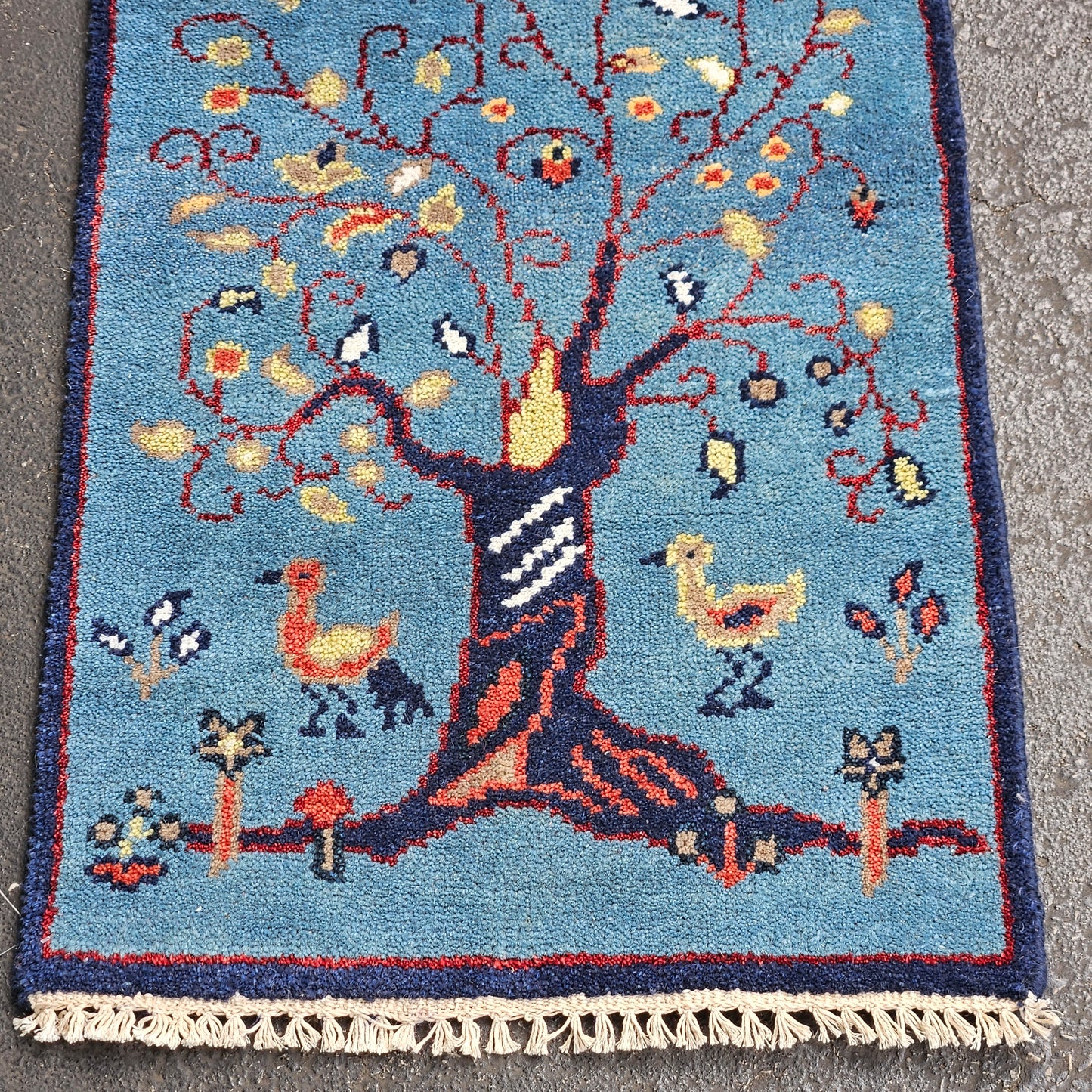 Three & Animal Themed Turkish Hand Knotted 100% Wool Rug / Carpet - 2' x 4' 3"