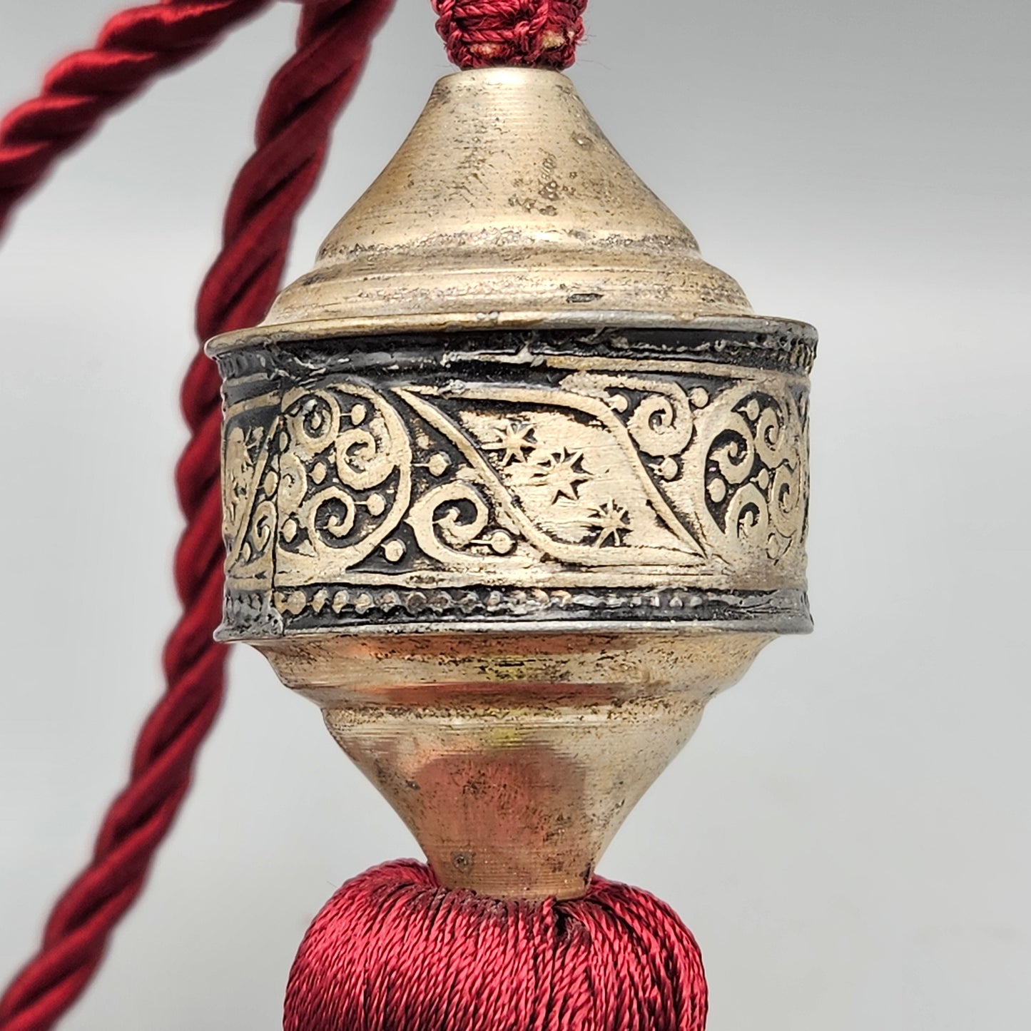 Decorative Red Silk Tassel with Silver Bead