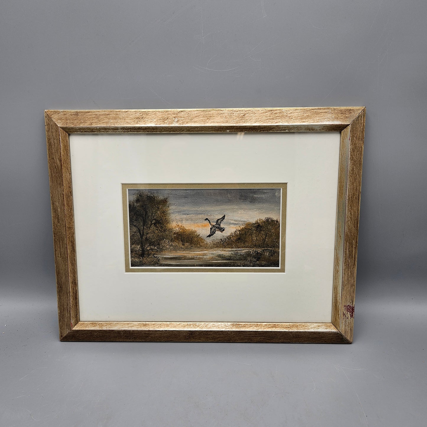 Dorothea Rehfuss Flood Oil on Board Painting - Landscape with Duck