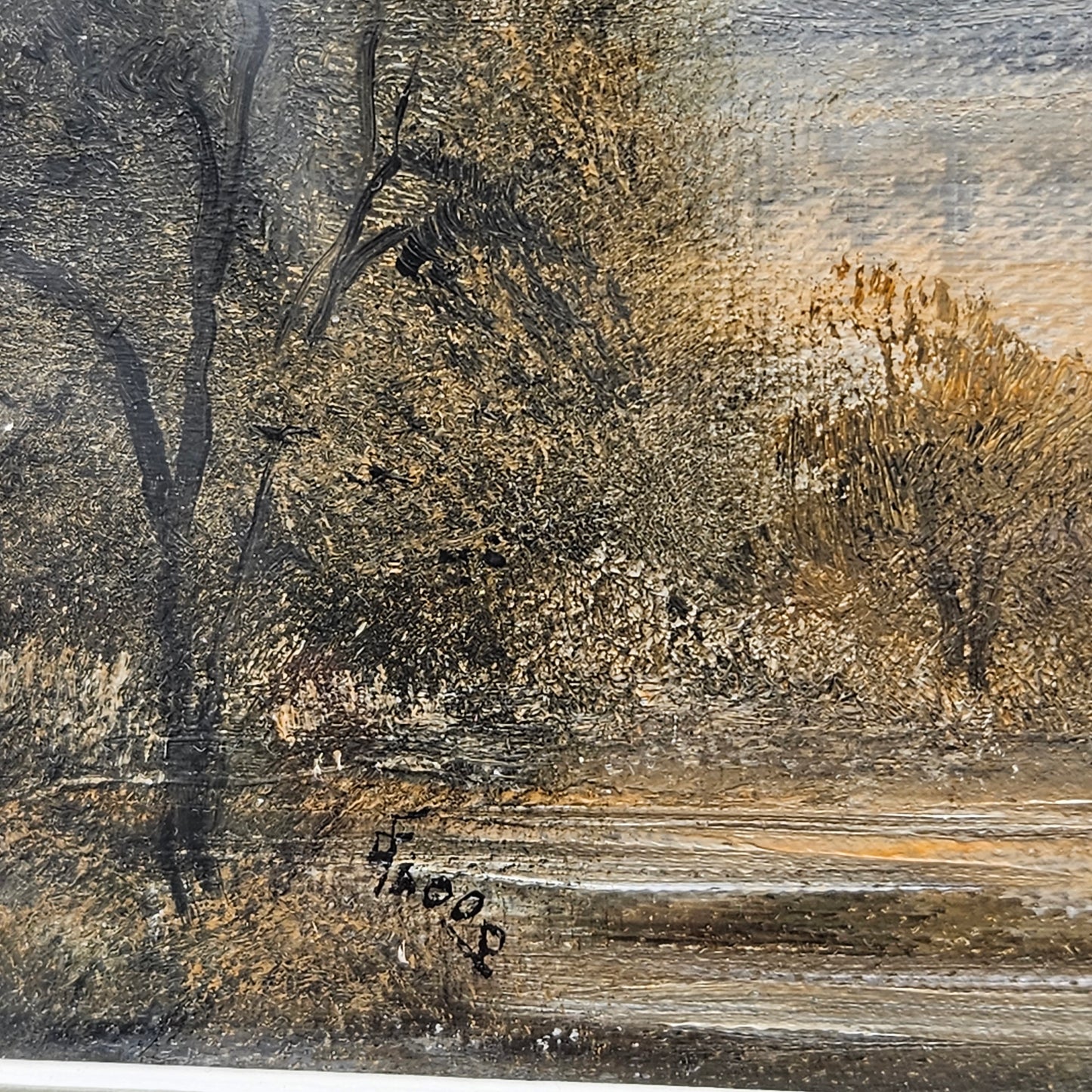 Dorothea Rehfuss Flood Oil on Board Painting - Landscape with Duck