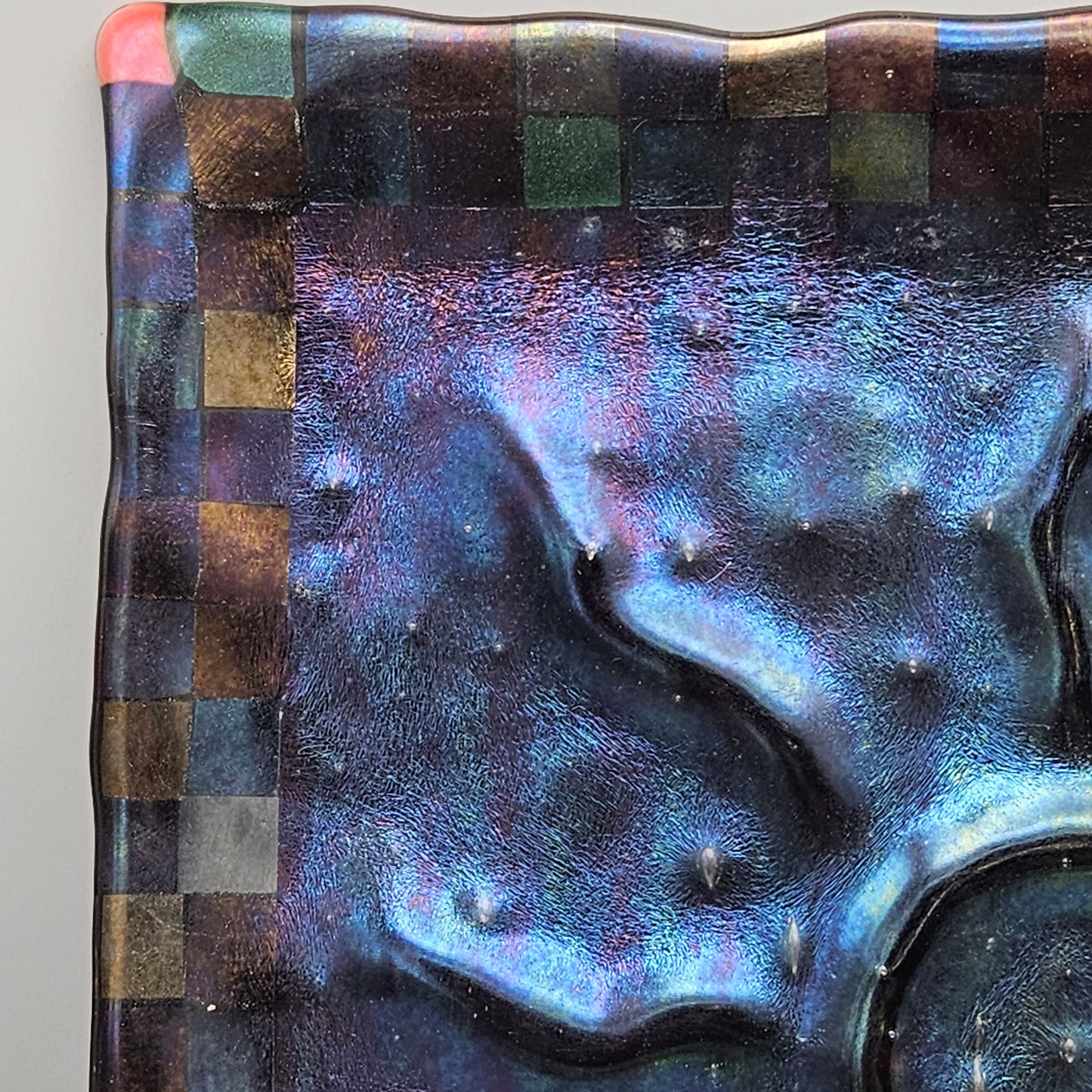 Square Iridized Glass Serving Tray