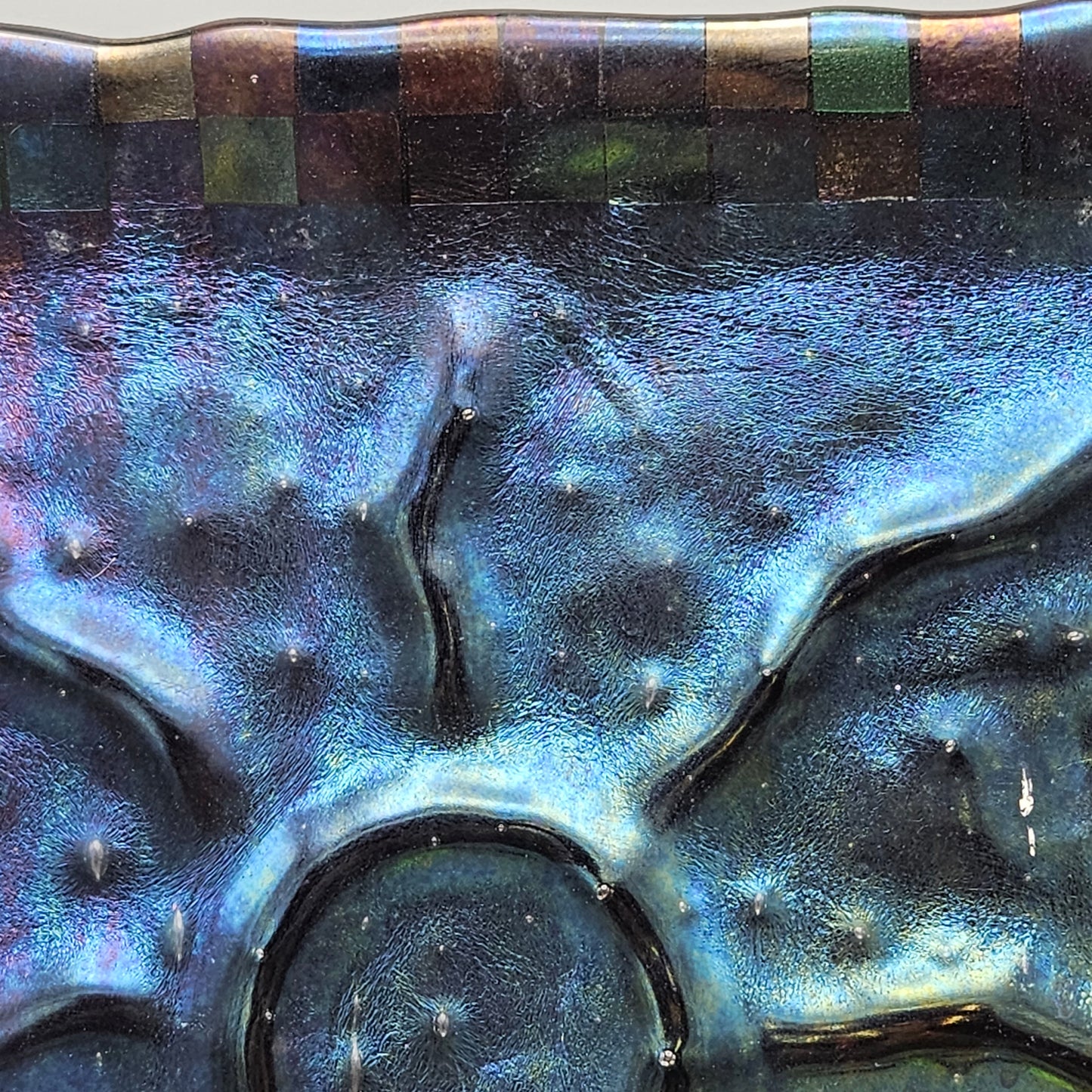 Square Iridized Glass Serving Tray