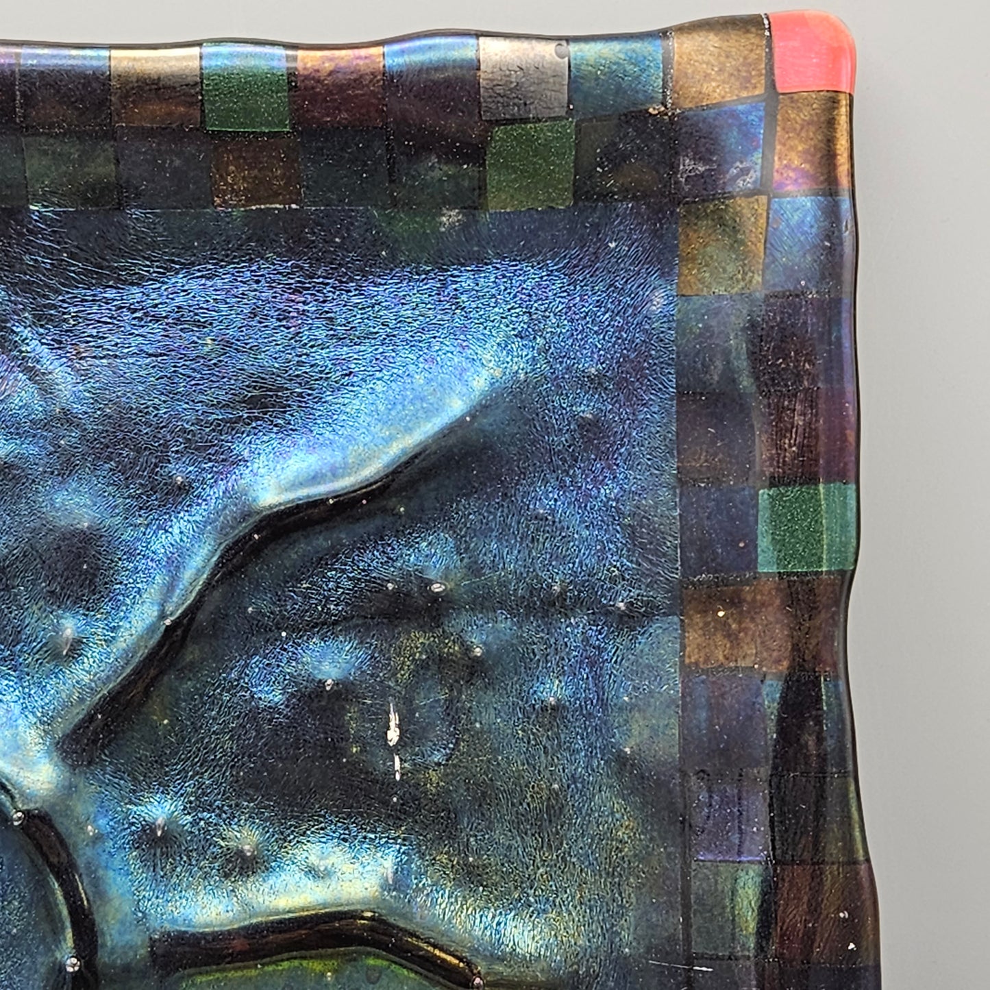 Square Iridized Glass Serving Tray