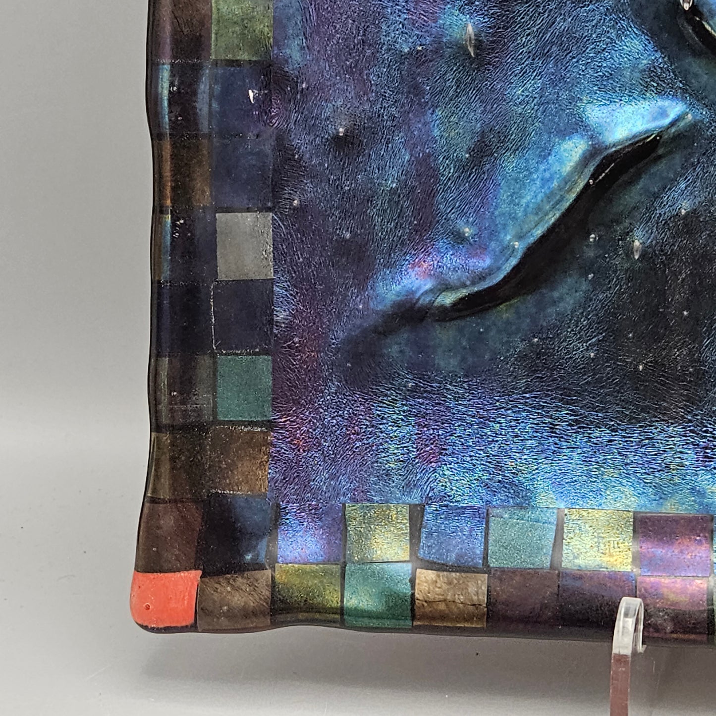 Square Iridized Glass Serving Tray