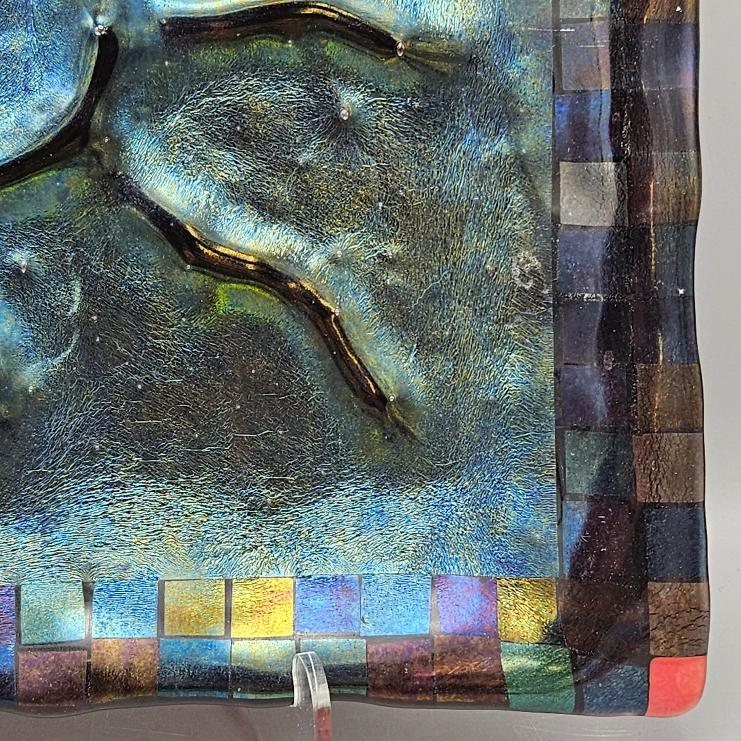 Square Iridized Glass Serving Tray