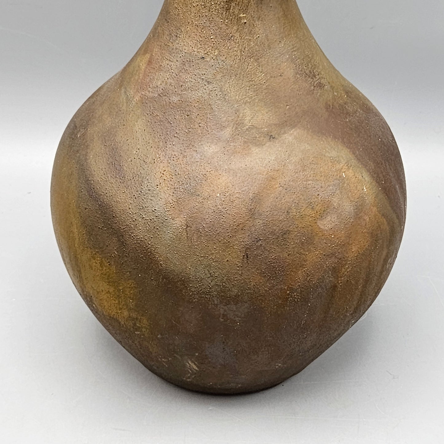 Signed Brown Glazed Bottle-Form Vase