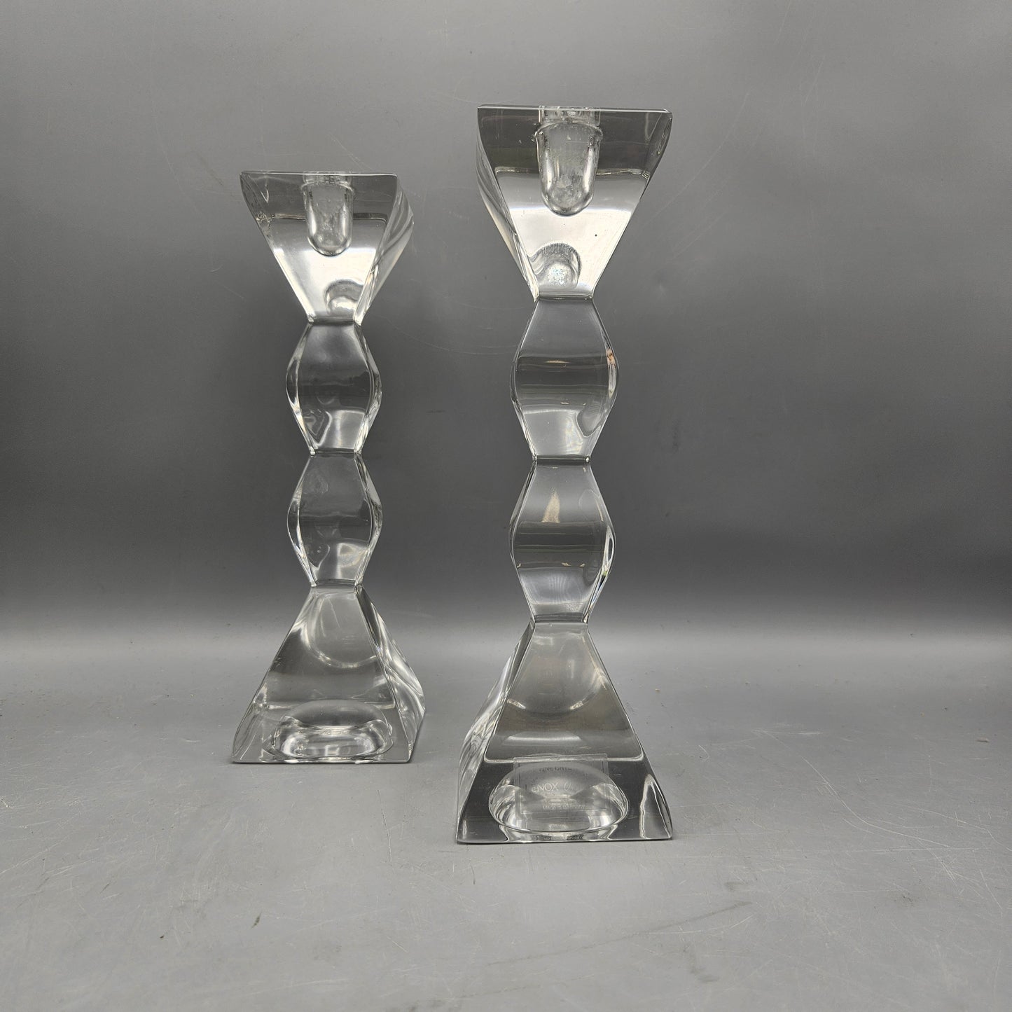 Pair Lenox Crystal Ovation Endless Column Candlesticks