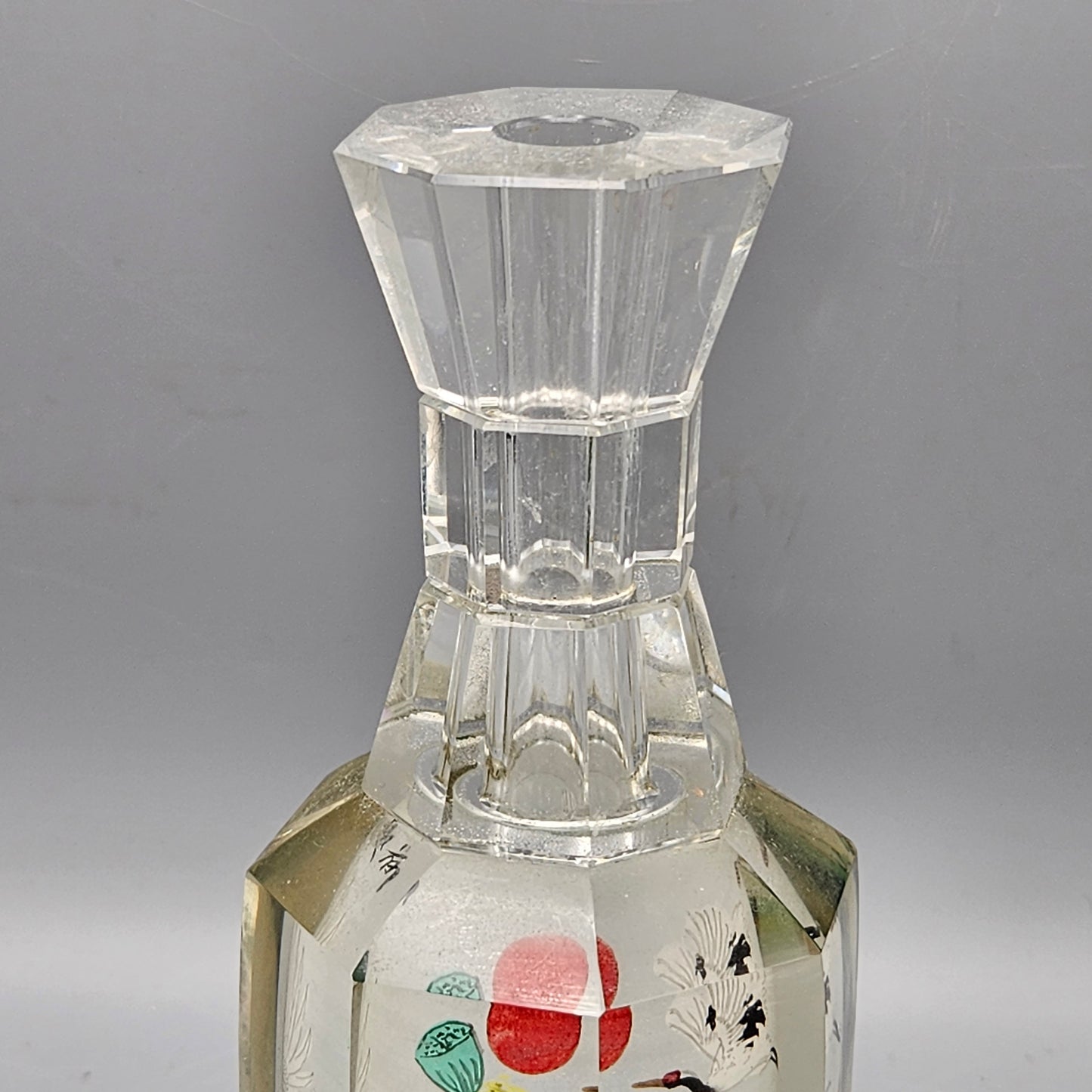 Pair Chinese Reverse-Painted Glass Vases