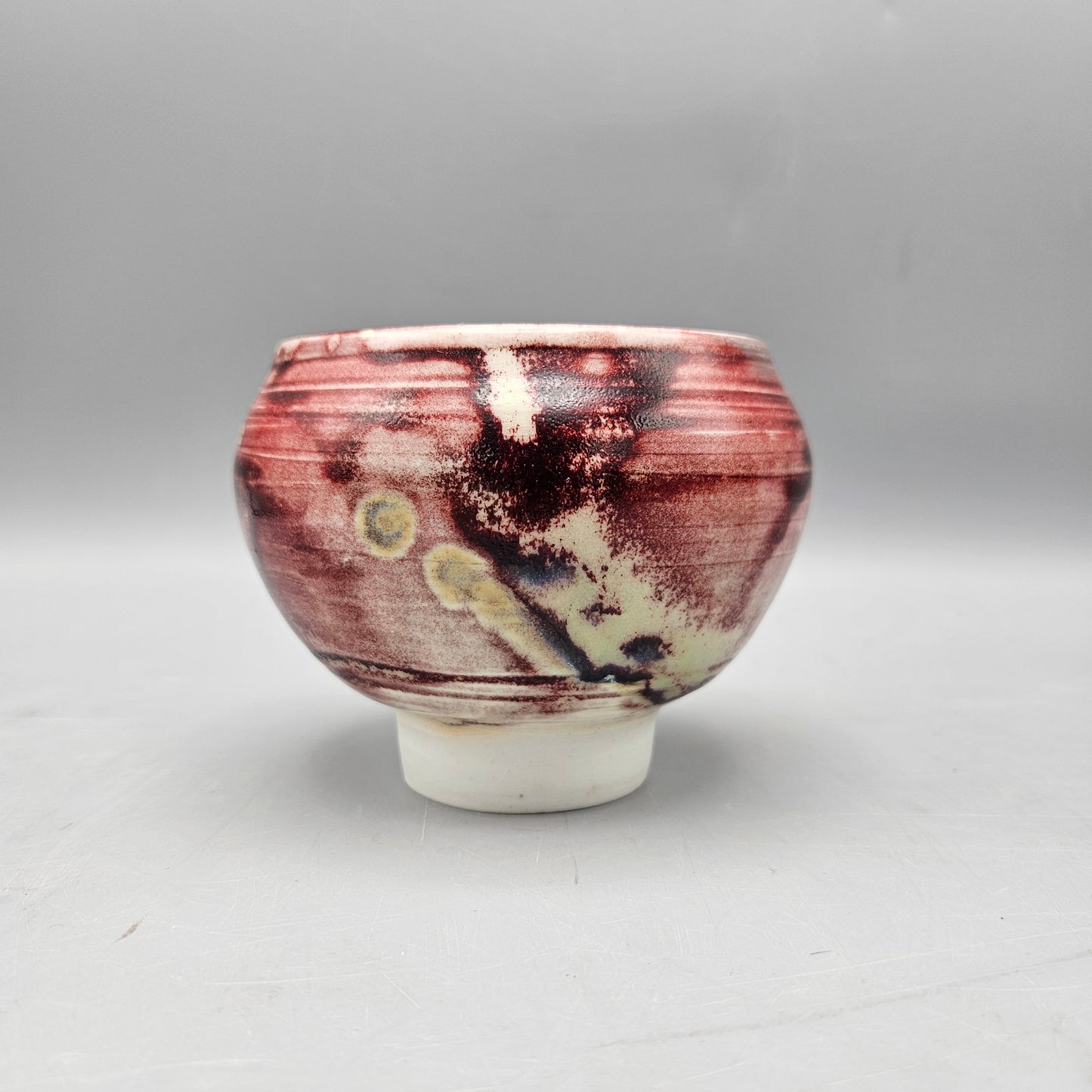 Signed Raku Pottery Footed Tea Bowl