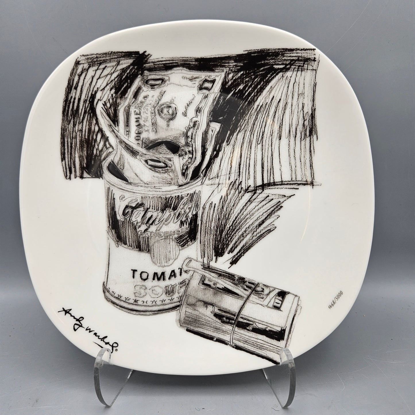Block China Andy Warhol Soup Can & Dollar Bills Plate