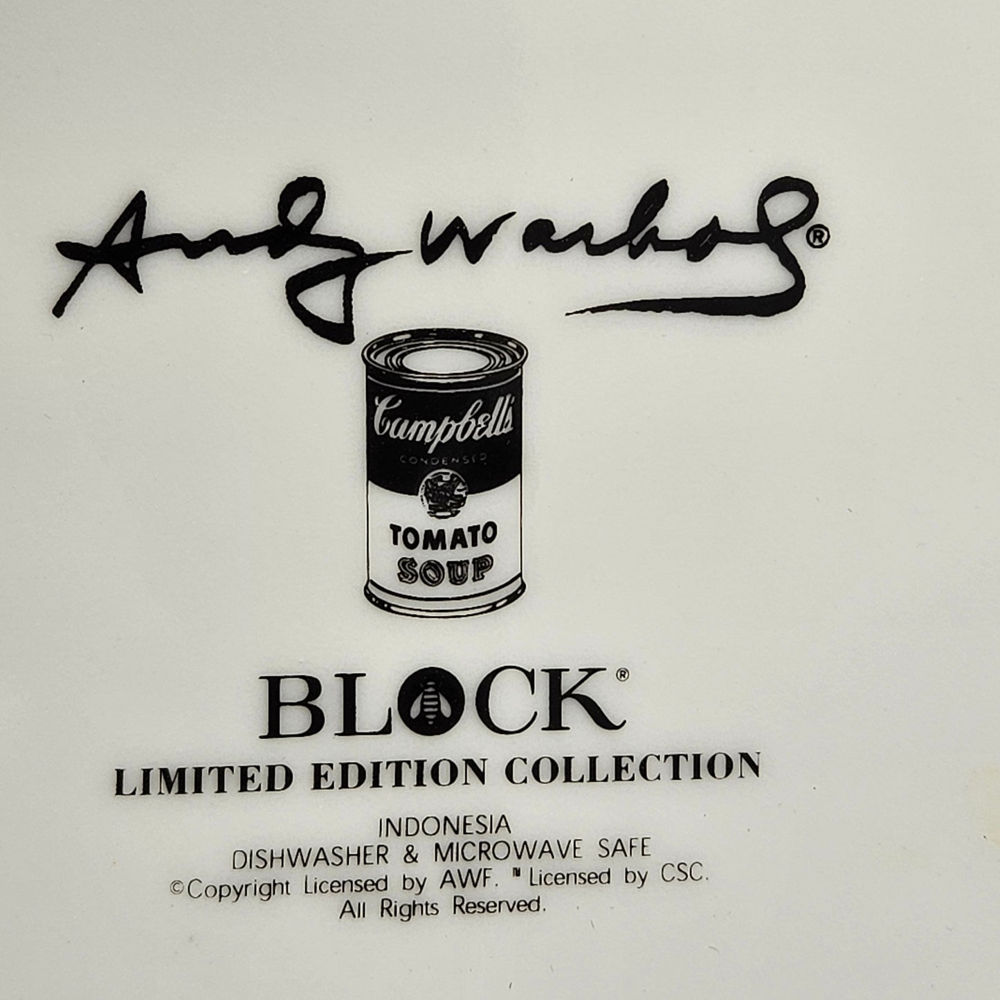Block China Andy Warhol Soup Can & Dollar Bills Plate