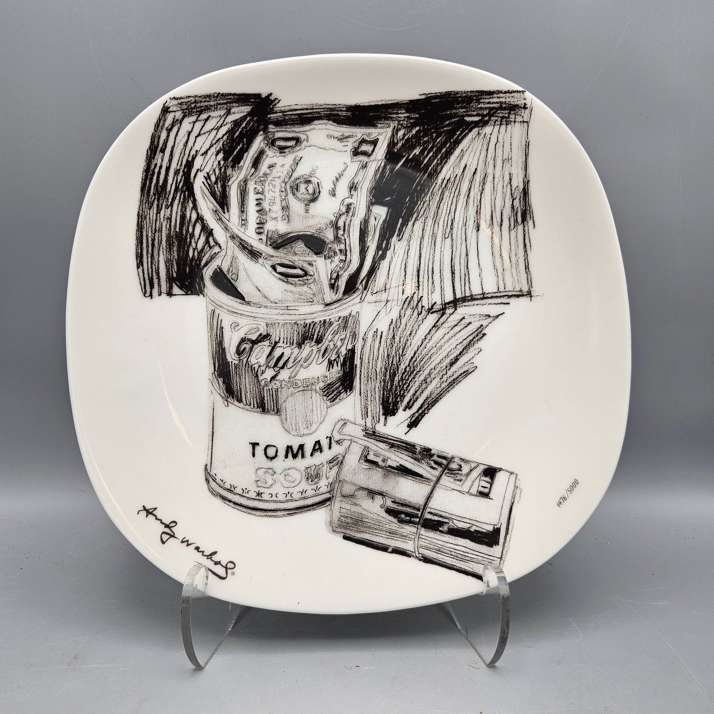 Block China Andy Warhol Soup Can & Dollar Bills Plate