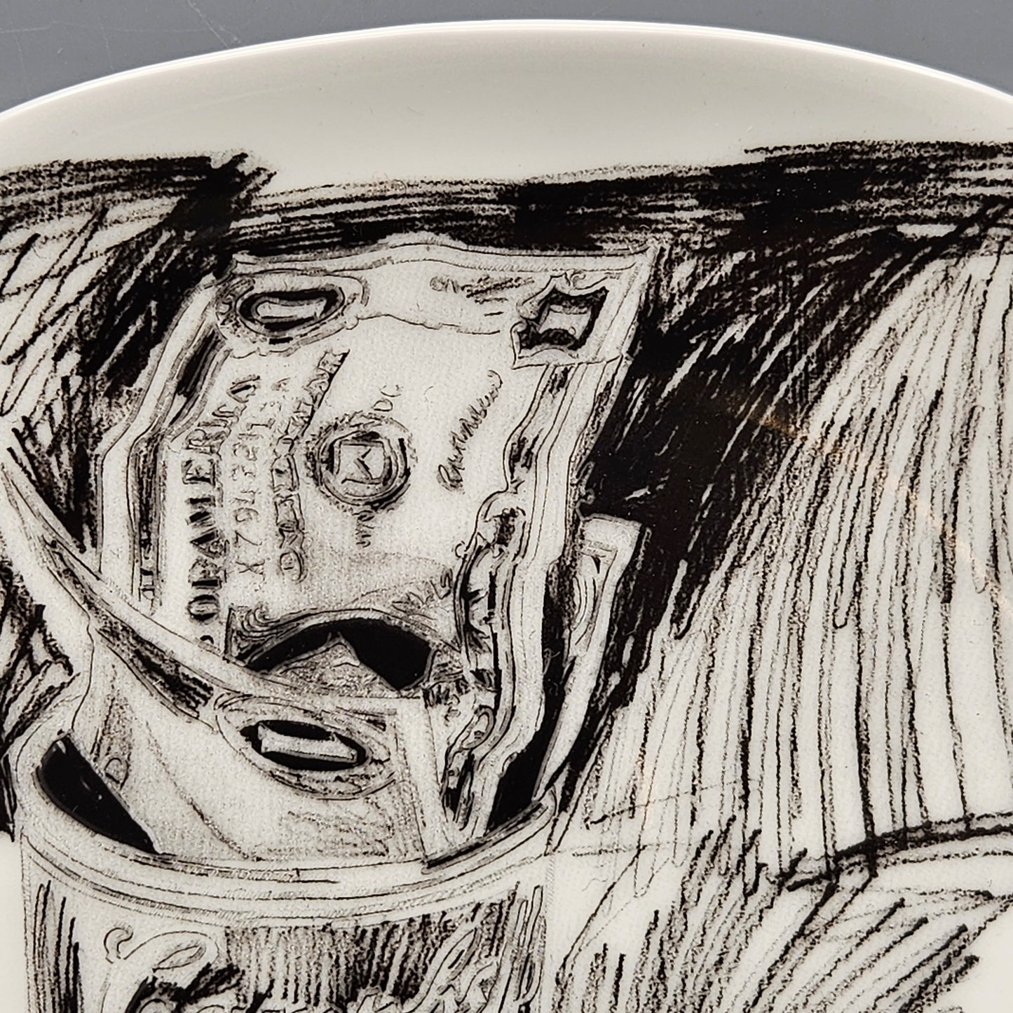 Block China Andy Warhol Soup Can & Dollar Bills Plate