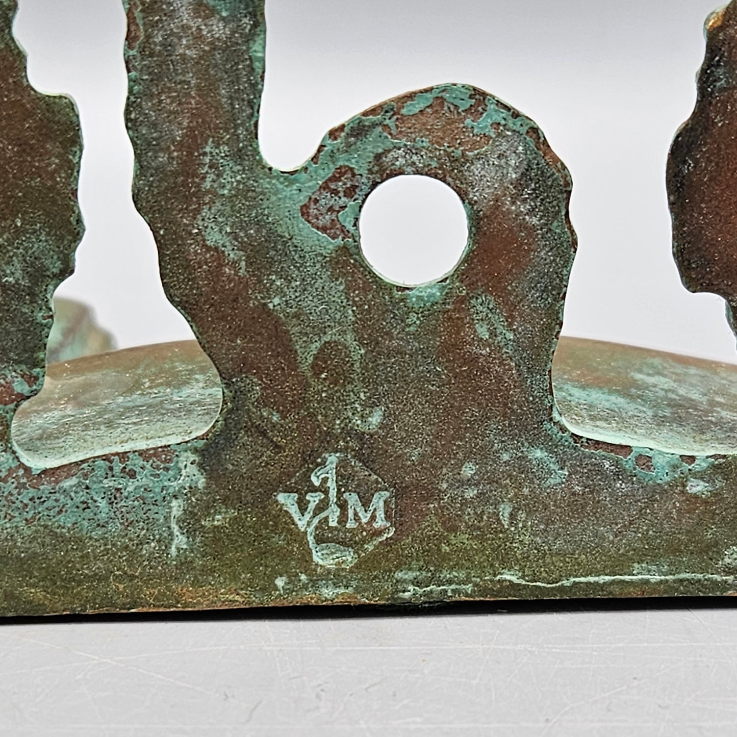 Pair Virginia Metalcrafters Patinated Brass Seahorse Bookends