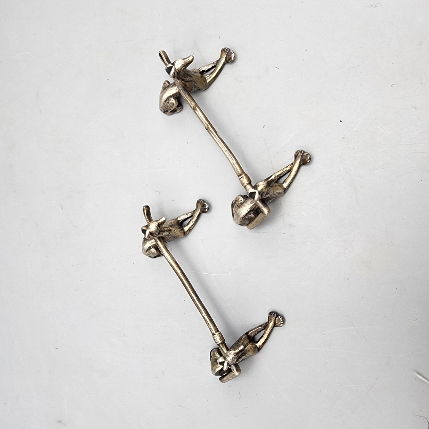 Two Silverplated Knife Rests with Greyhounds