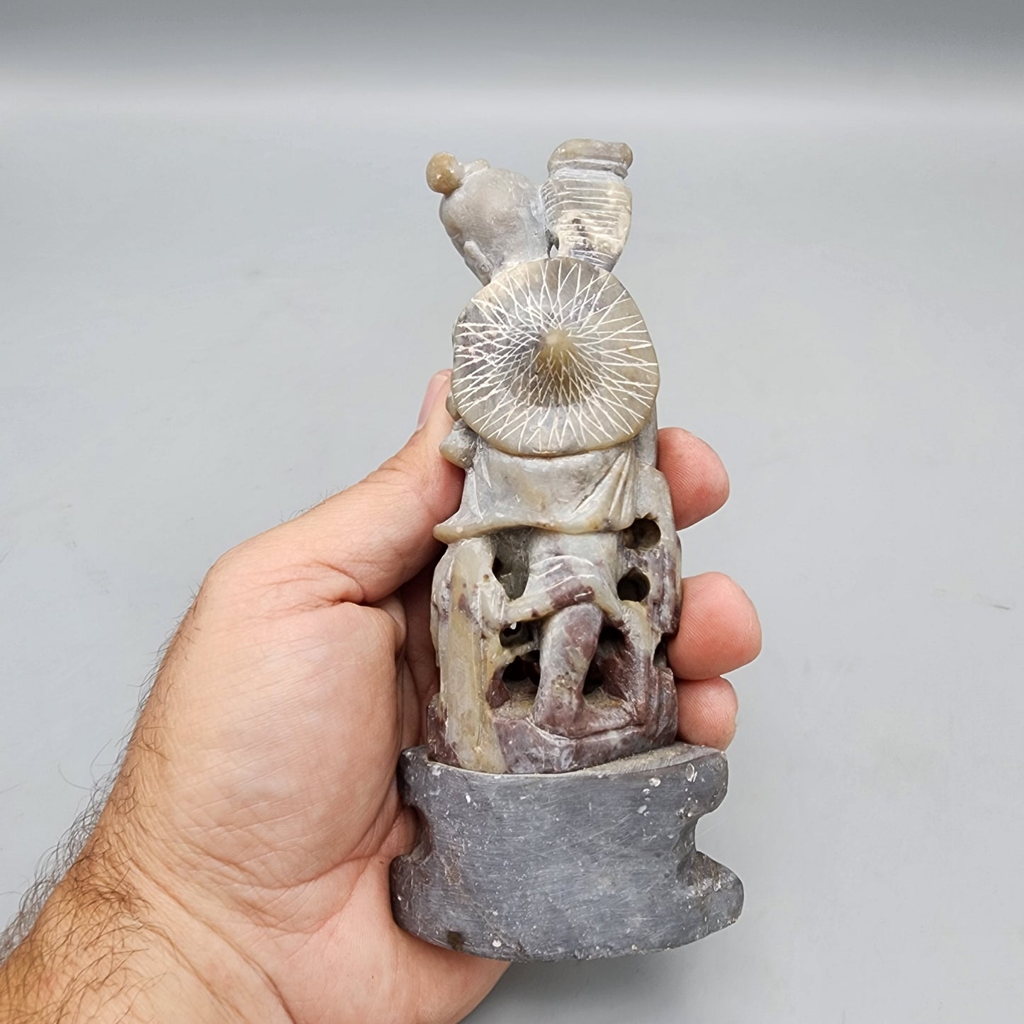 Chinese Soapstone Figure - Old Man with Fish