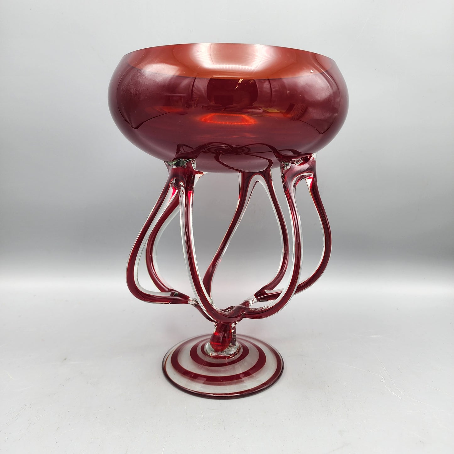 Large Ruby Art Glass Compote