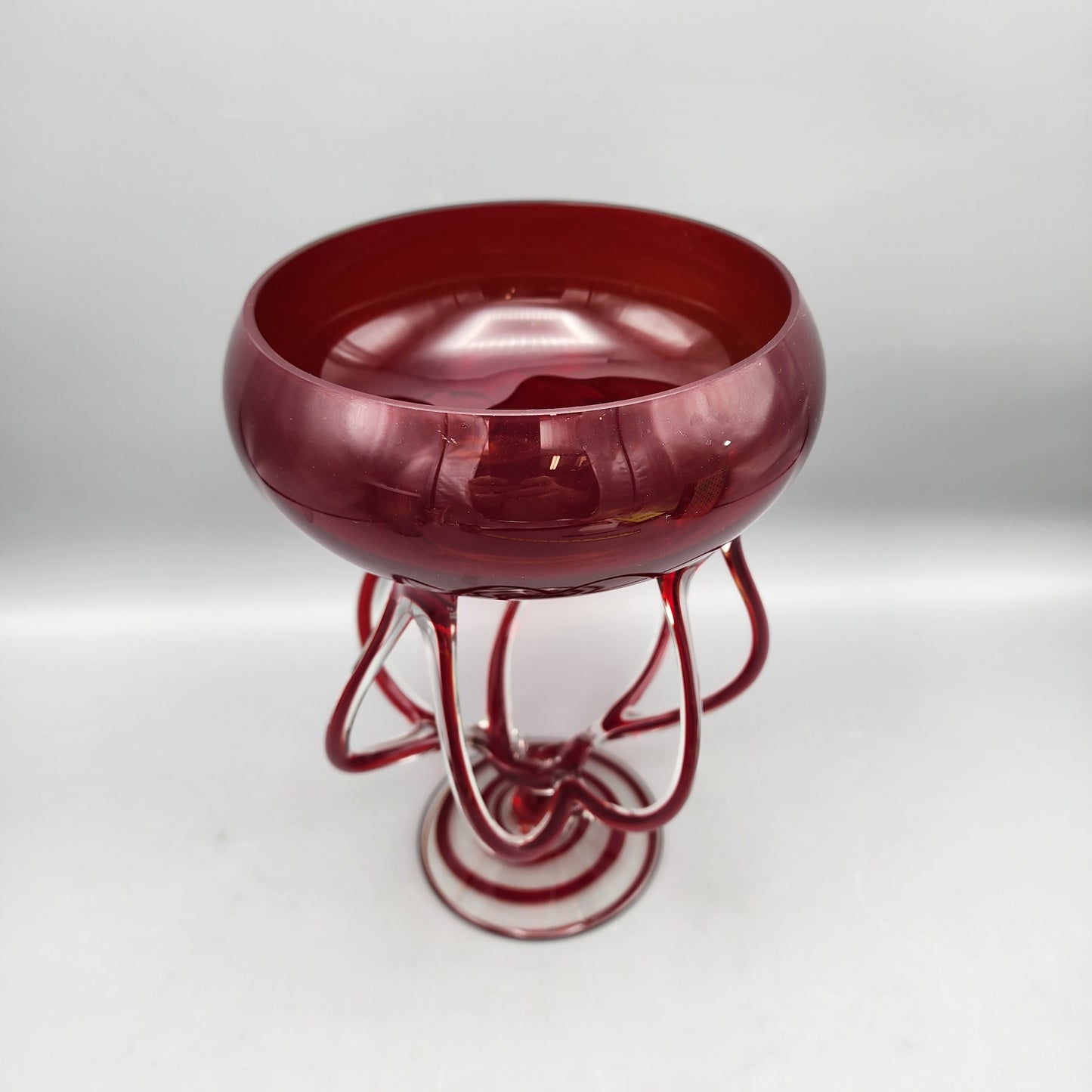 Large Ruby Art Glass Compote