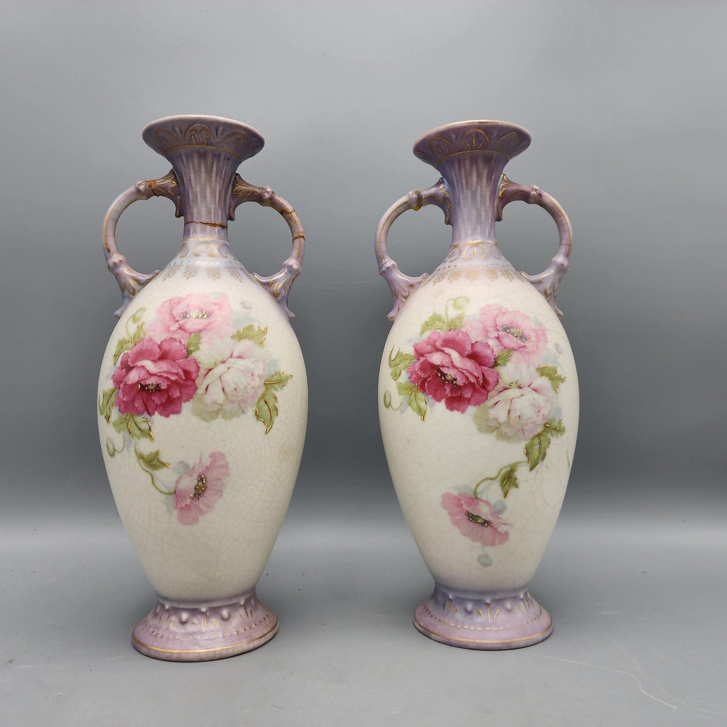 Pair Antique Royal Wettina Porcelain Vases
