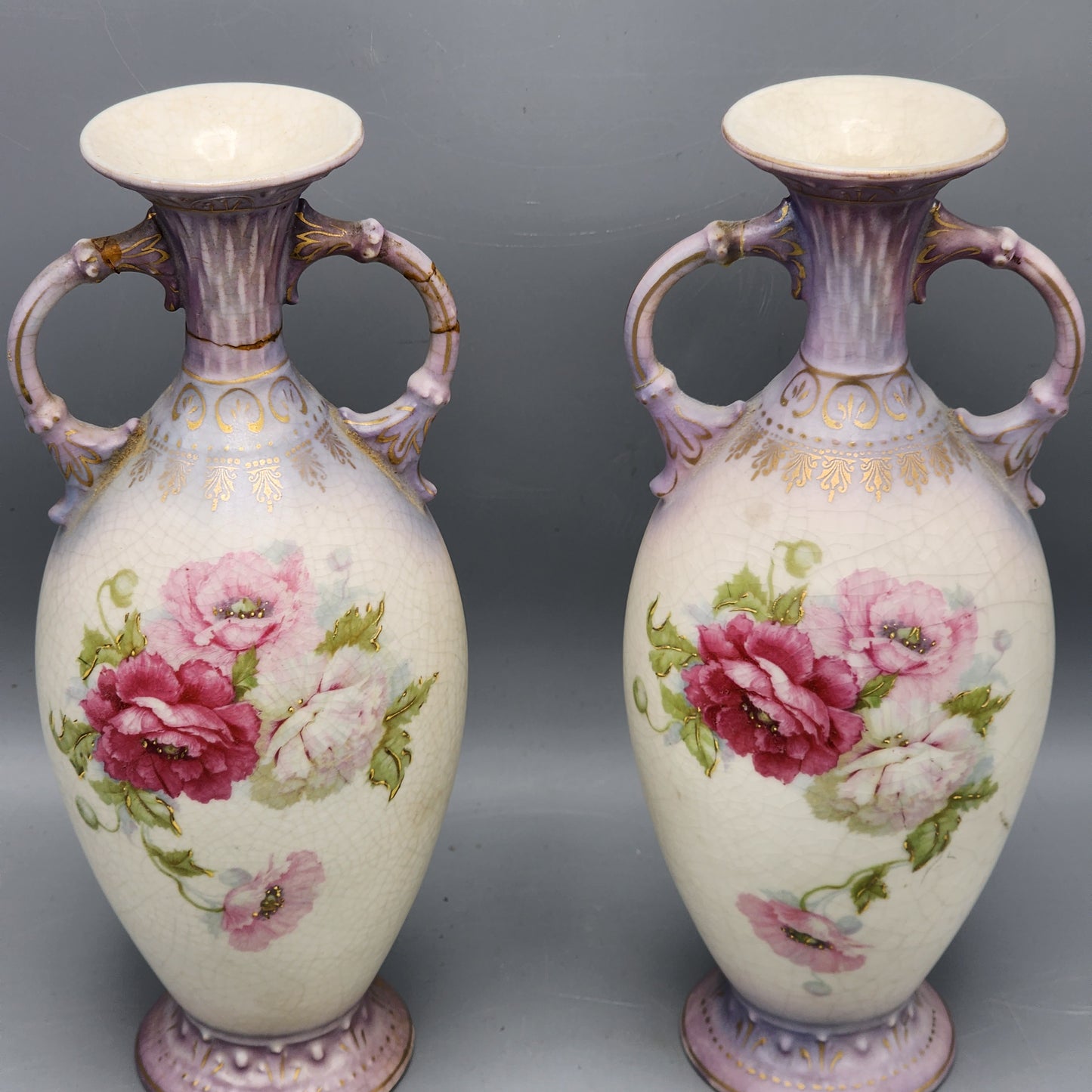 Pair Antique Royal Wettina Porcelain Vases