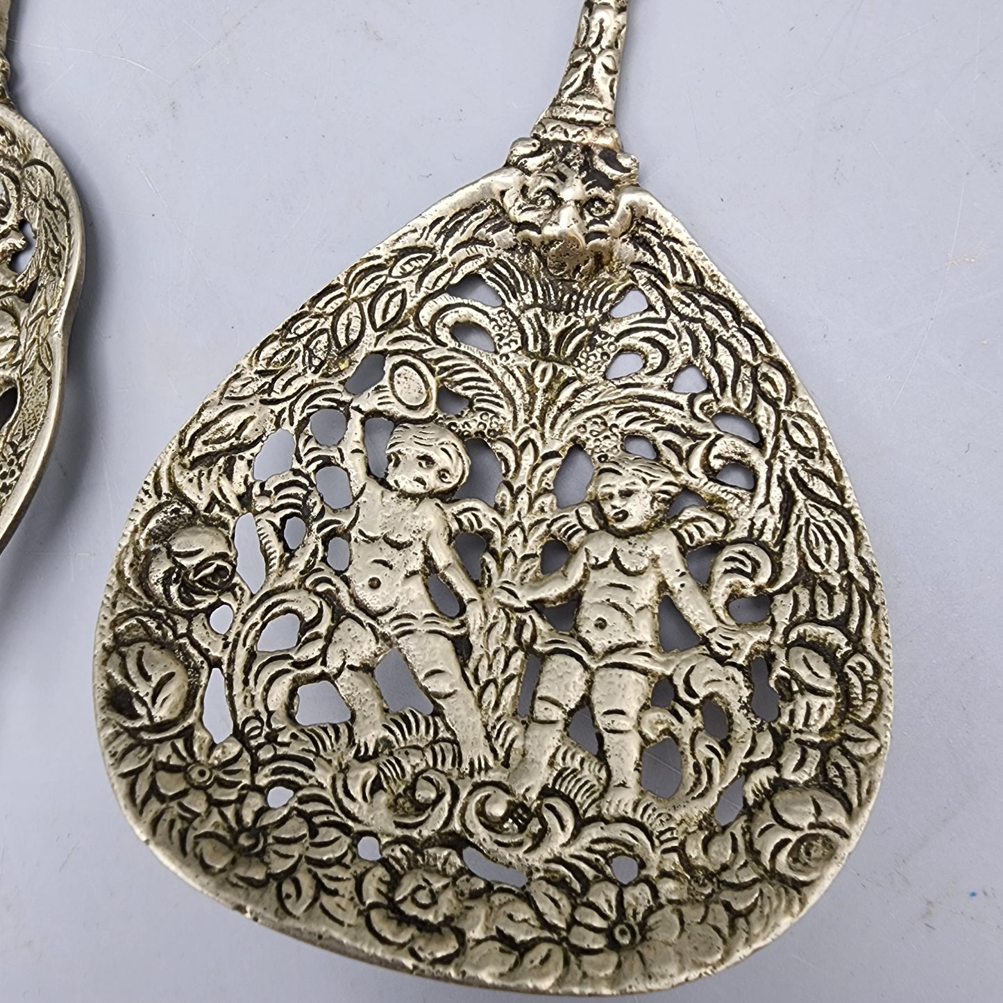 Pair Italian Silverplate Salad Servers