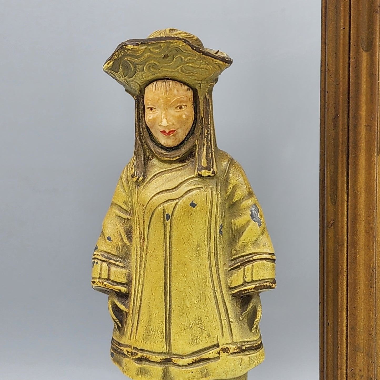 Alabaster Table Lamp with Cold-Painted Bronze Figure & Celluloid Face