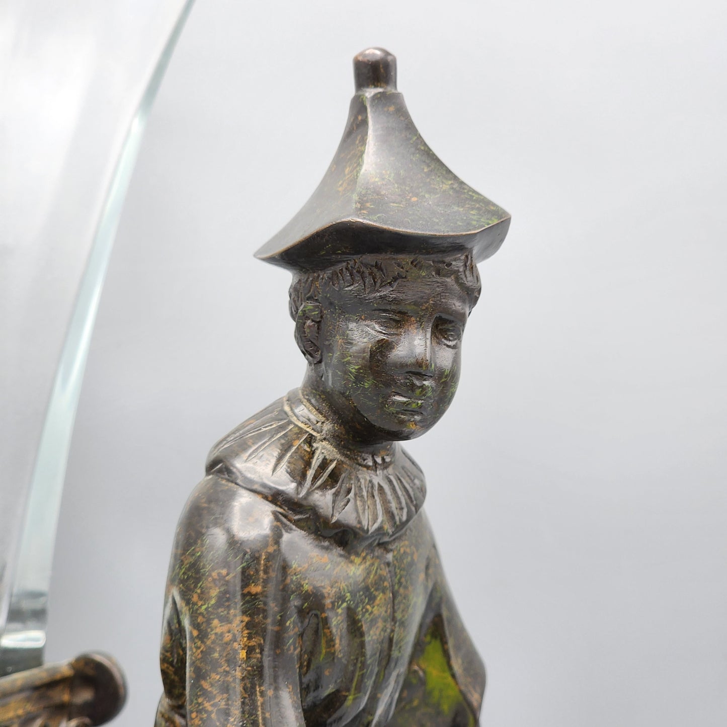 Castilian Crystal Vase on Metal Cart with Male Figure