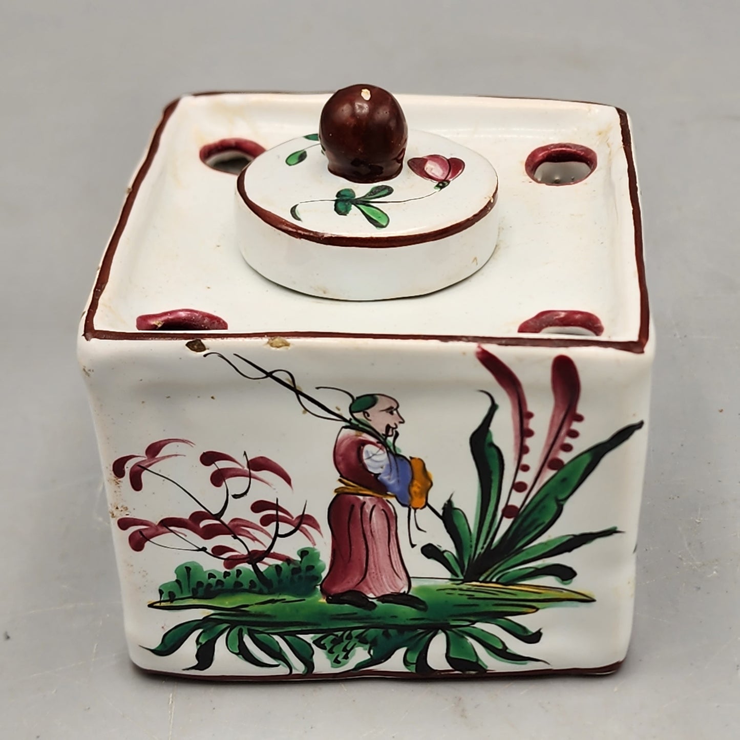 Antique French Faience Inkwell