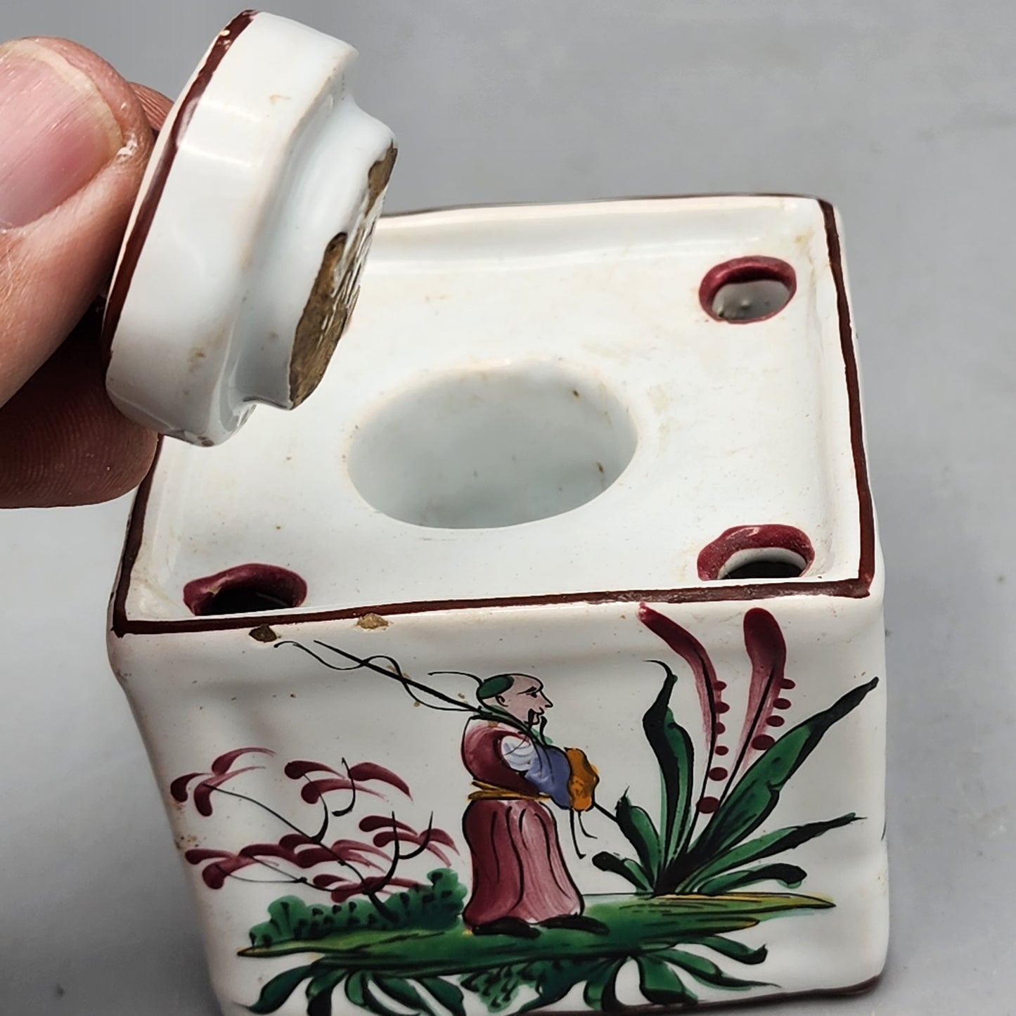 Antique French Faience Inkwell