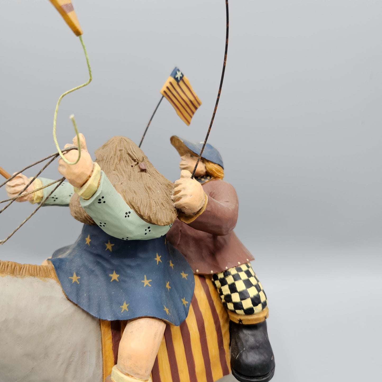 2000 Williraye Studio Folk Art Figurine Americana Girls Riding Horse Figure WW1312