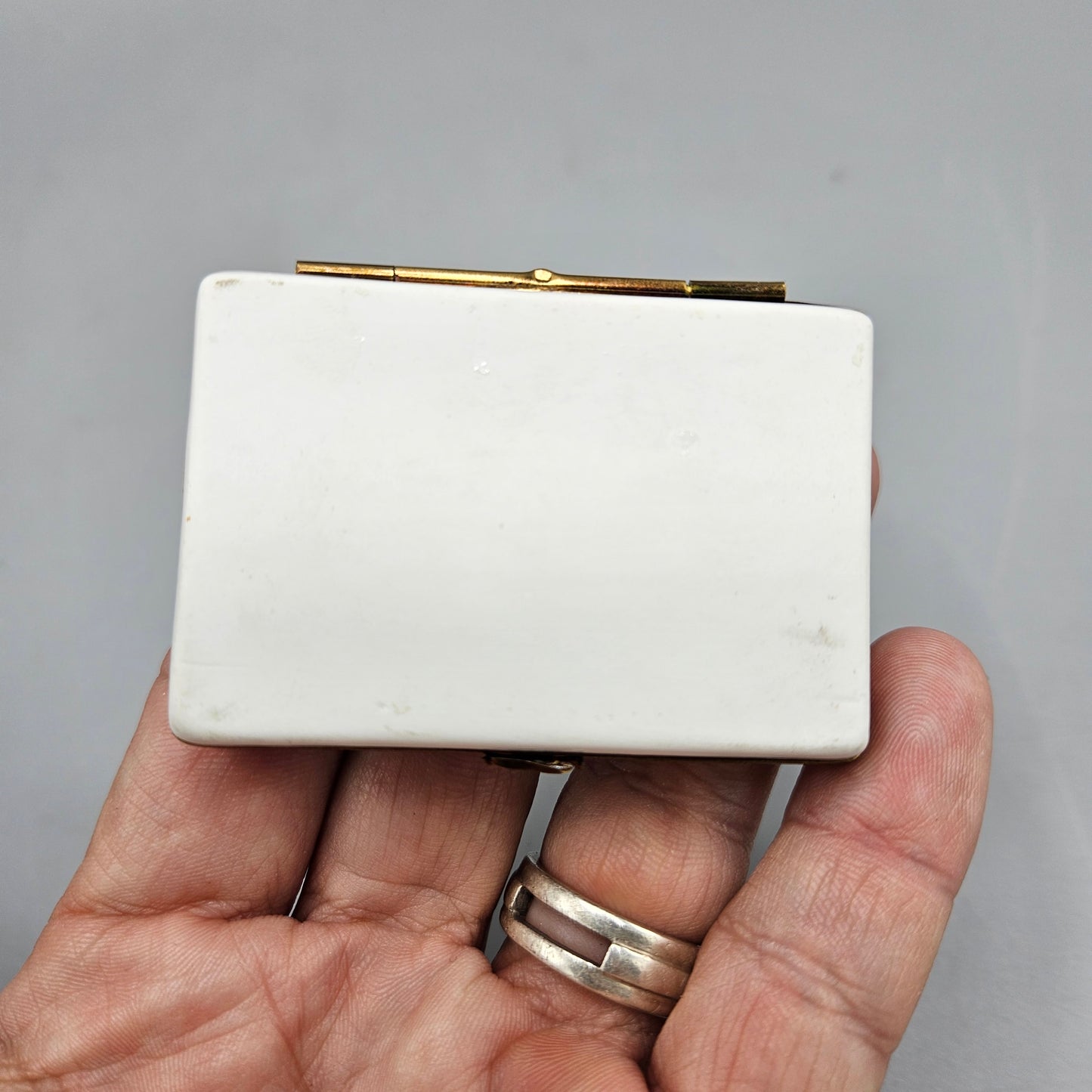 Hand Painted Charmart American Flag Porcelain Trinket Box - Limoges