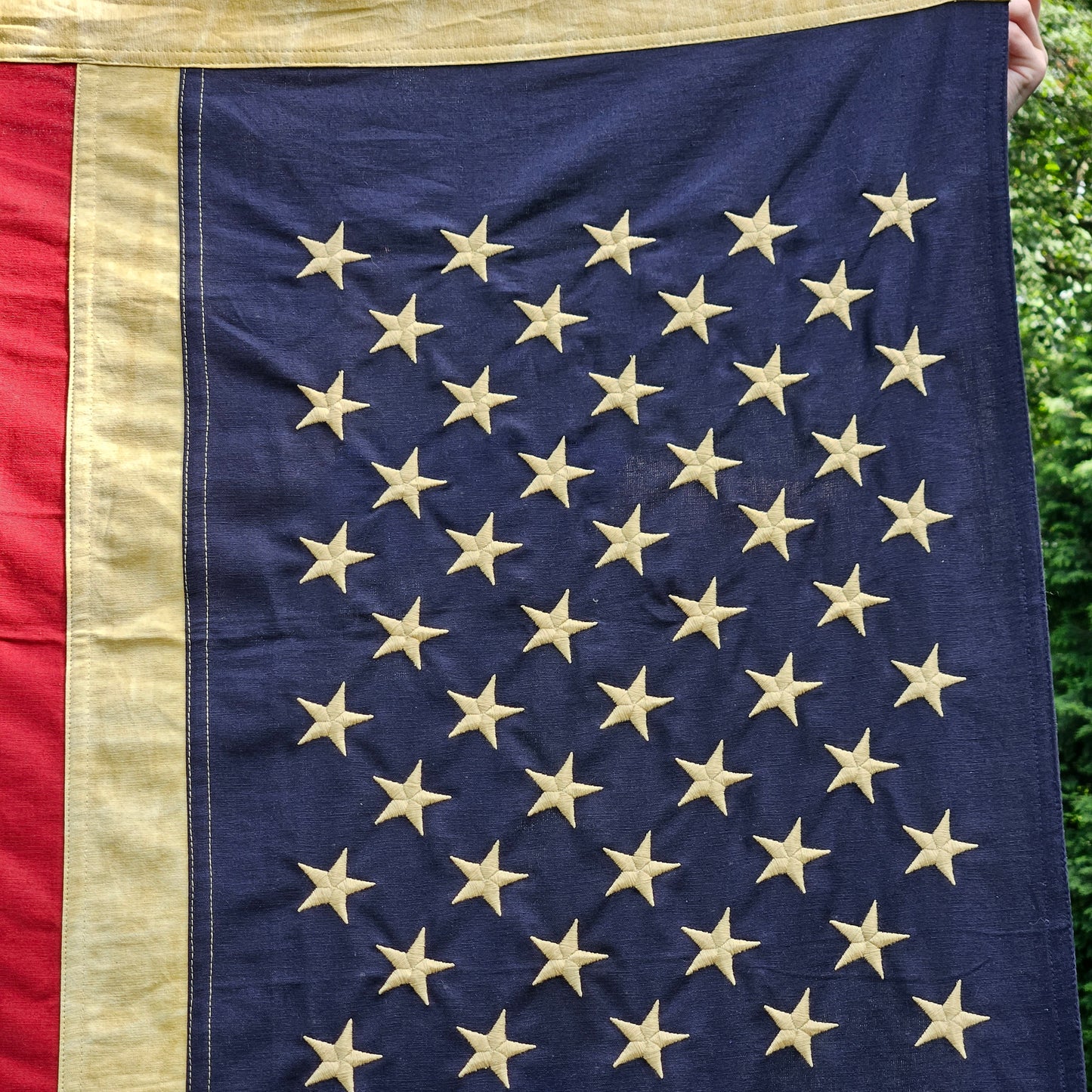 Large 50 Tea-Stained Star American Flag 32" x 58"