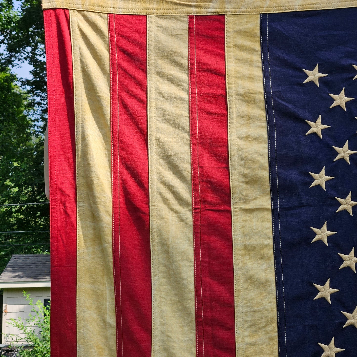 Large 50 Tea-Stained Star American Flag 32" x 58"