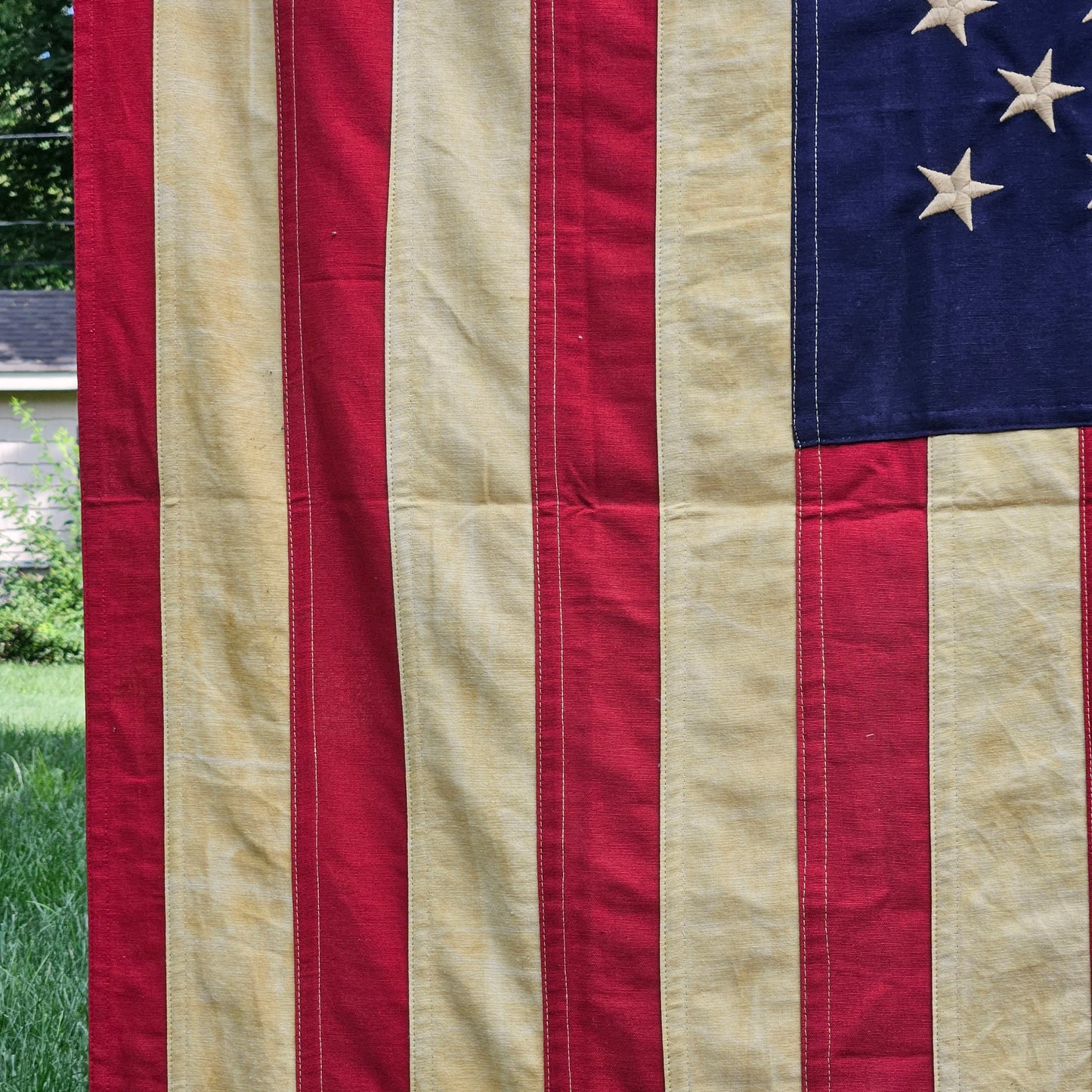 Large 50 Tea-Stained Star American Flag 32" x 58"