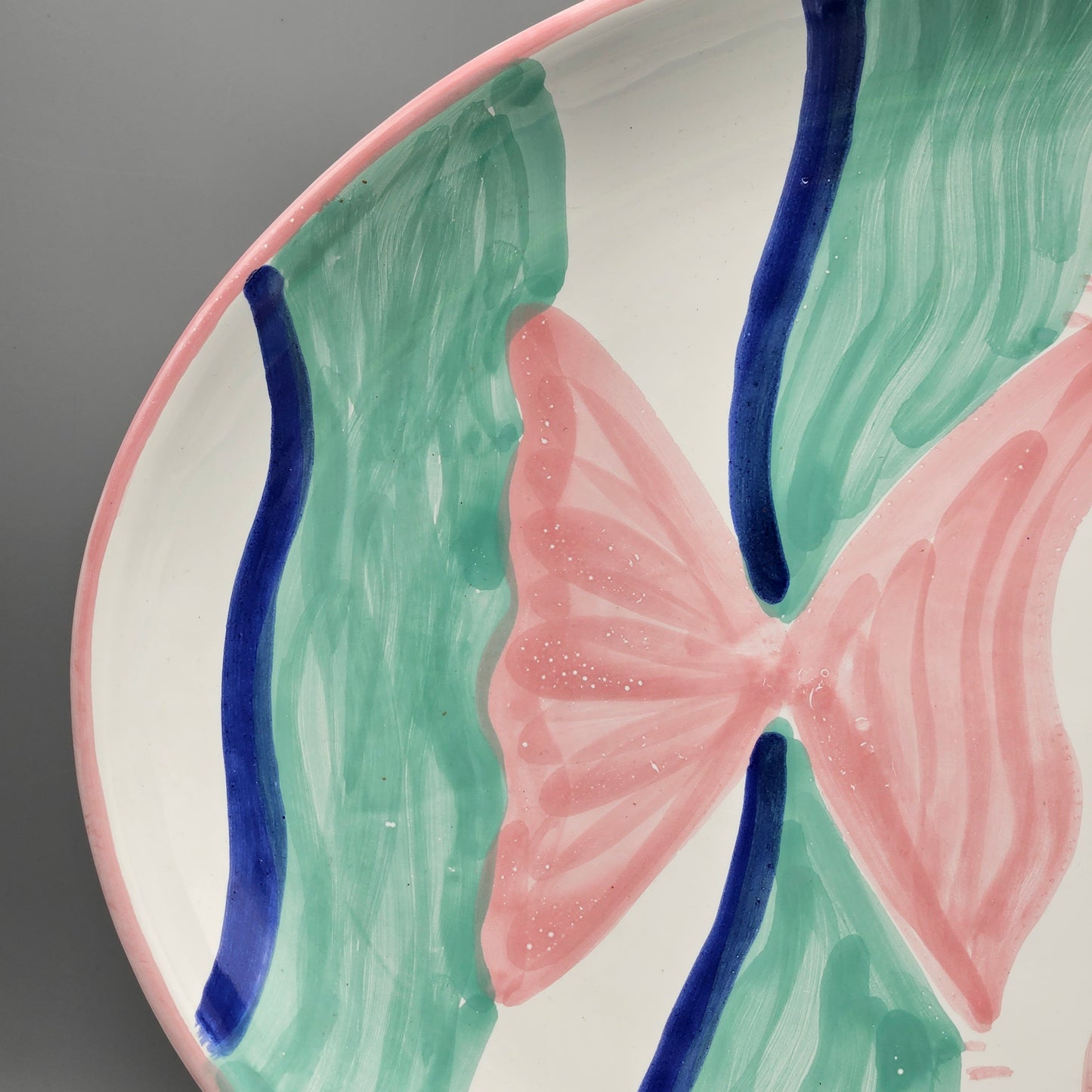 Ceramic Platter with Hand-Painted Angelfish