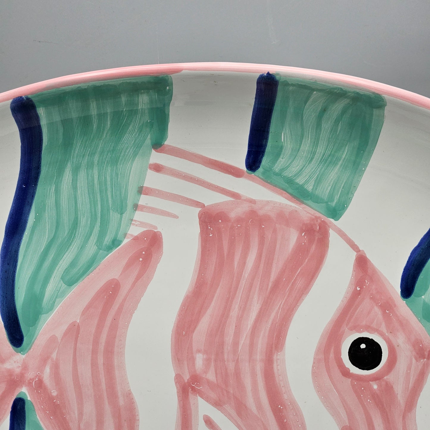 Ceramic Platter with Hand-Painted Angelfish